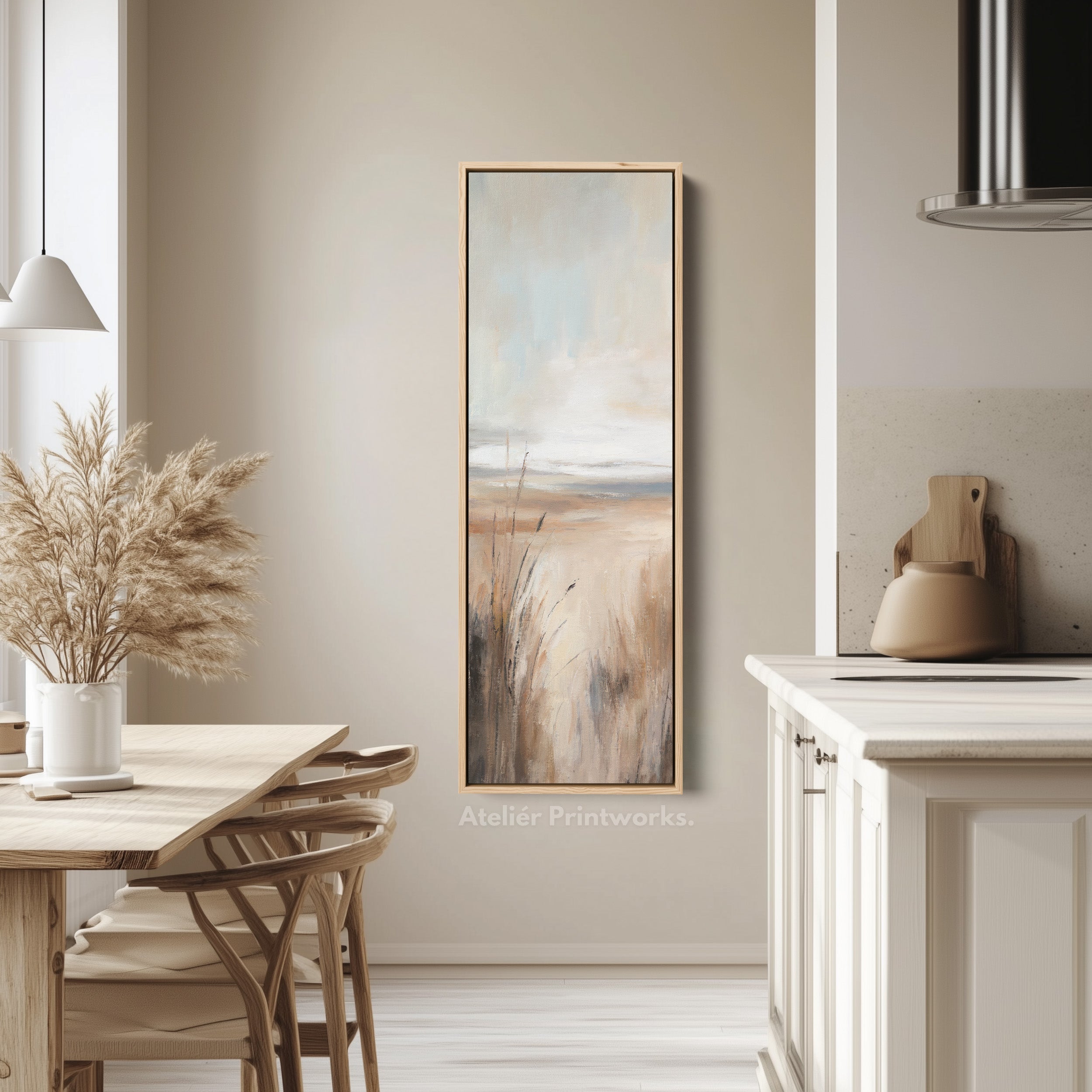 Beige Abstract Large Canvas Wall Decor - Vertical Long Narrow Wall Art