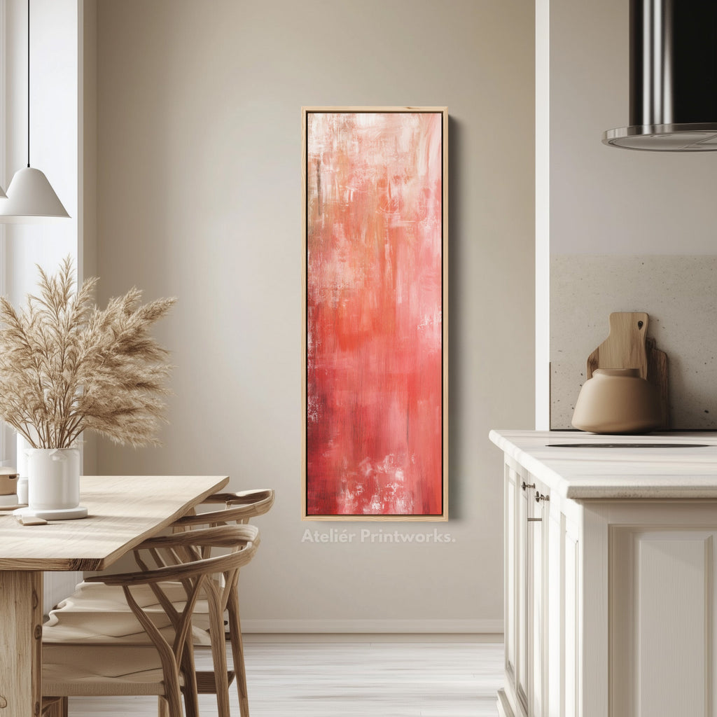 Abstract Red Vertical Tall Wall Art Large Framed Canvas