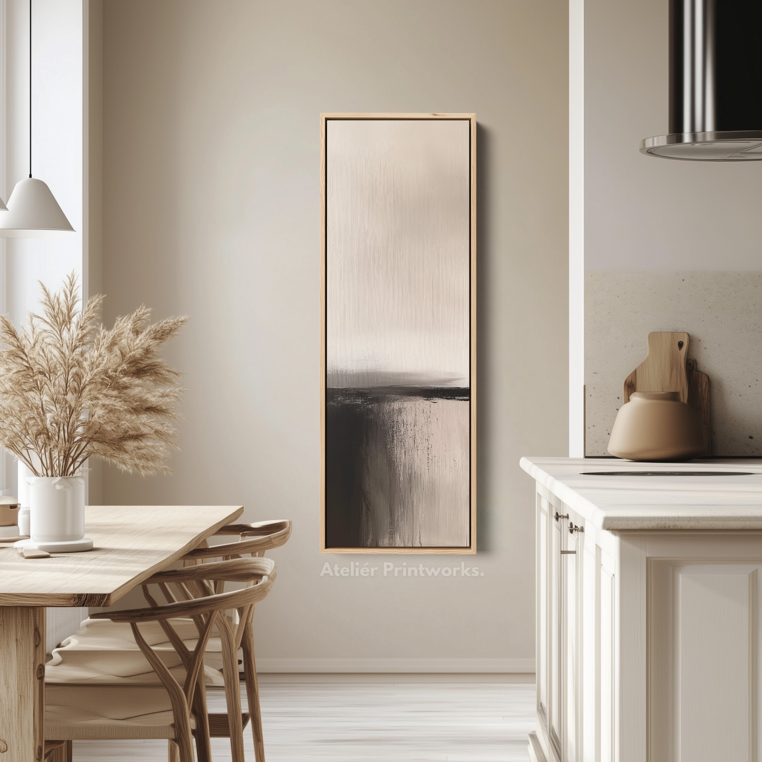 Long Narrow Vertical Wall Art Minimalist Abstract Gray
