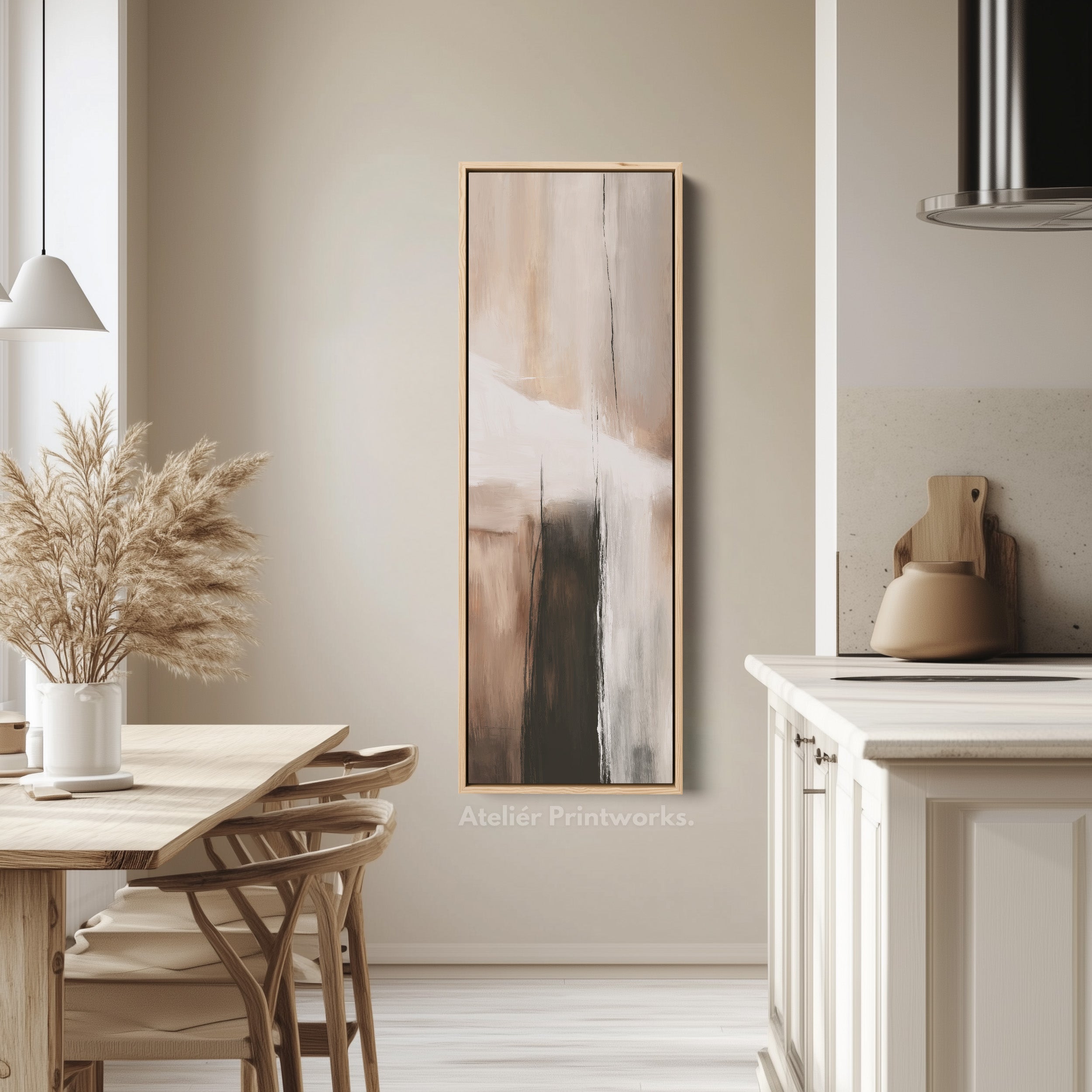 Neutral Abstract Large Canvas Long Narrow Vertical Wall Art Decor
