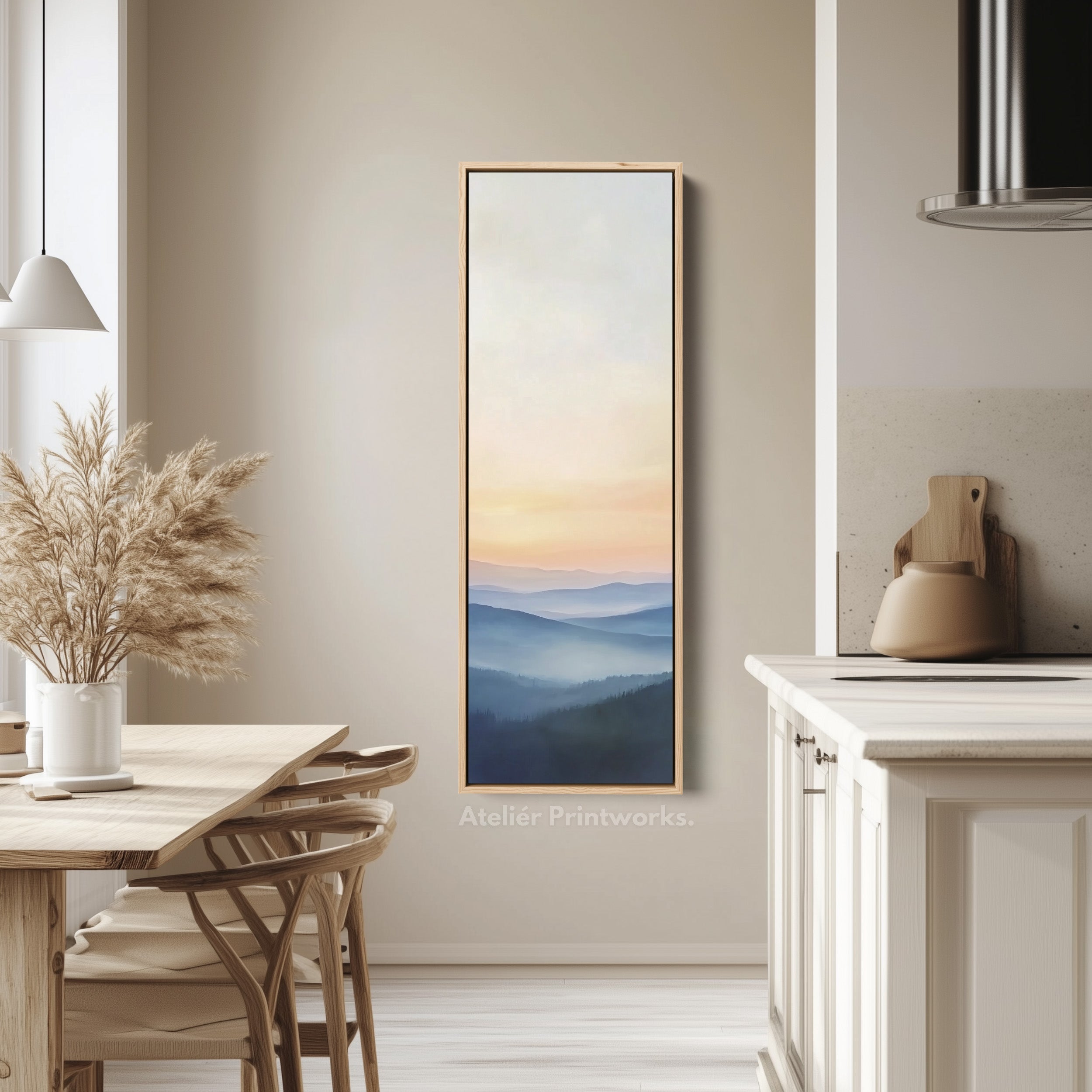Minimalist Sunrise Tall Skinny Wall Decor Framed Canvas