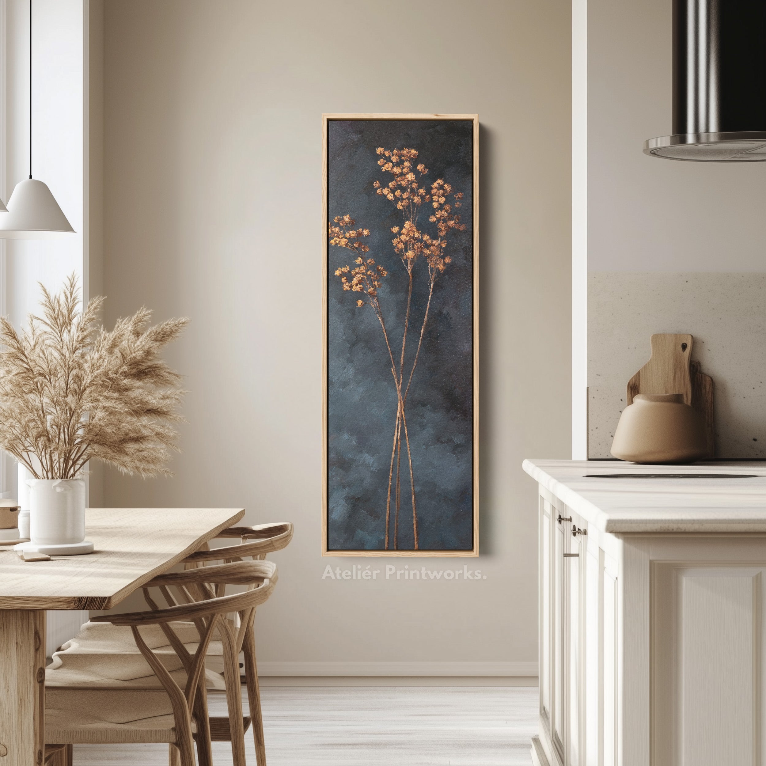 Vintage Wildflower Kitchen Tall Skinny Vertical Framed Canvas Decor