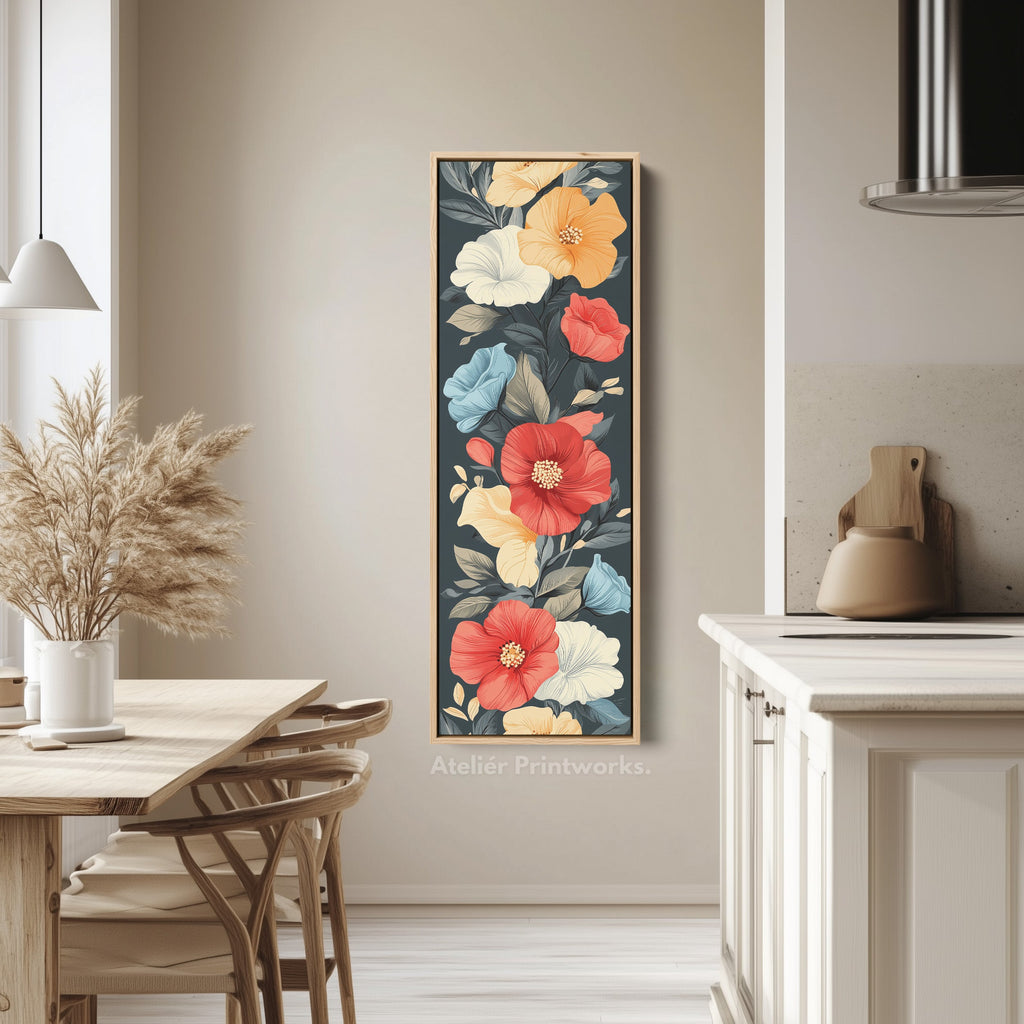 Red & Yellow Floral Long Vertical Wall Decor