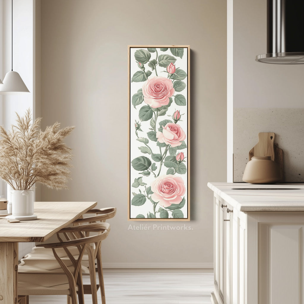 Vintage Pink Floral Tall Skinny Wall Art