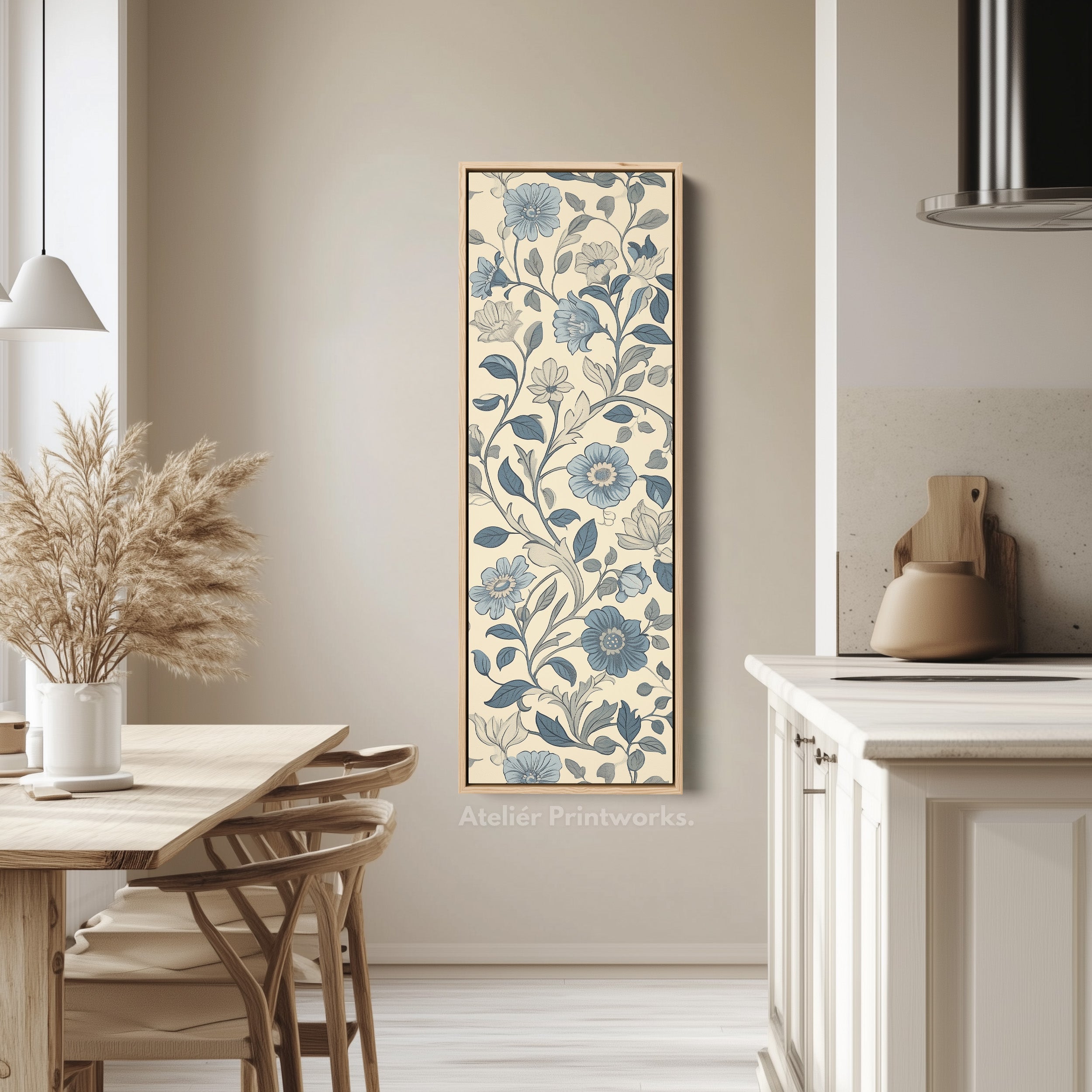 Vintage Blue & Cream Vertical Wall Decor