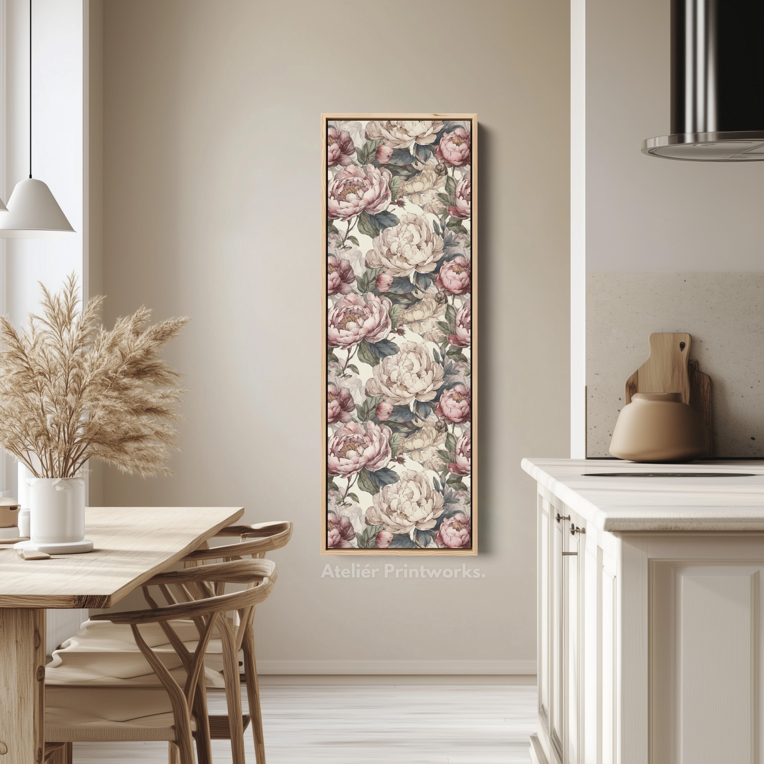 Cottagecore Peony Floral Long Vertical Wall Decor