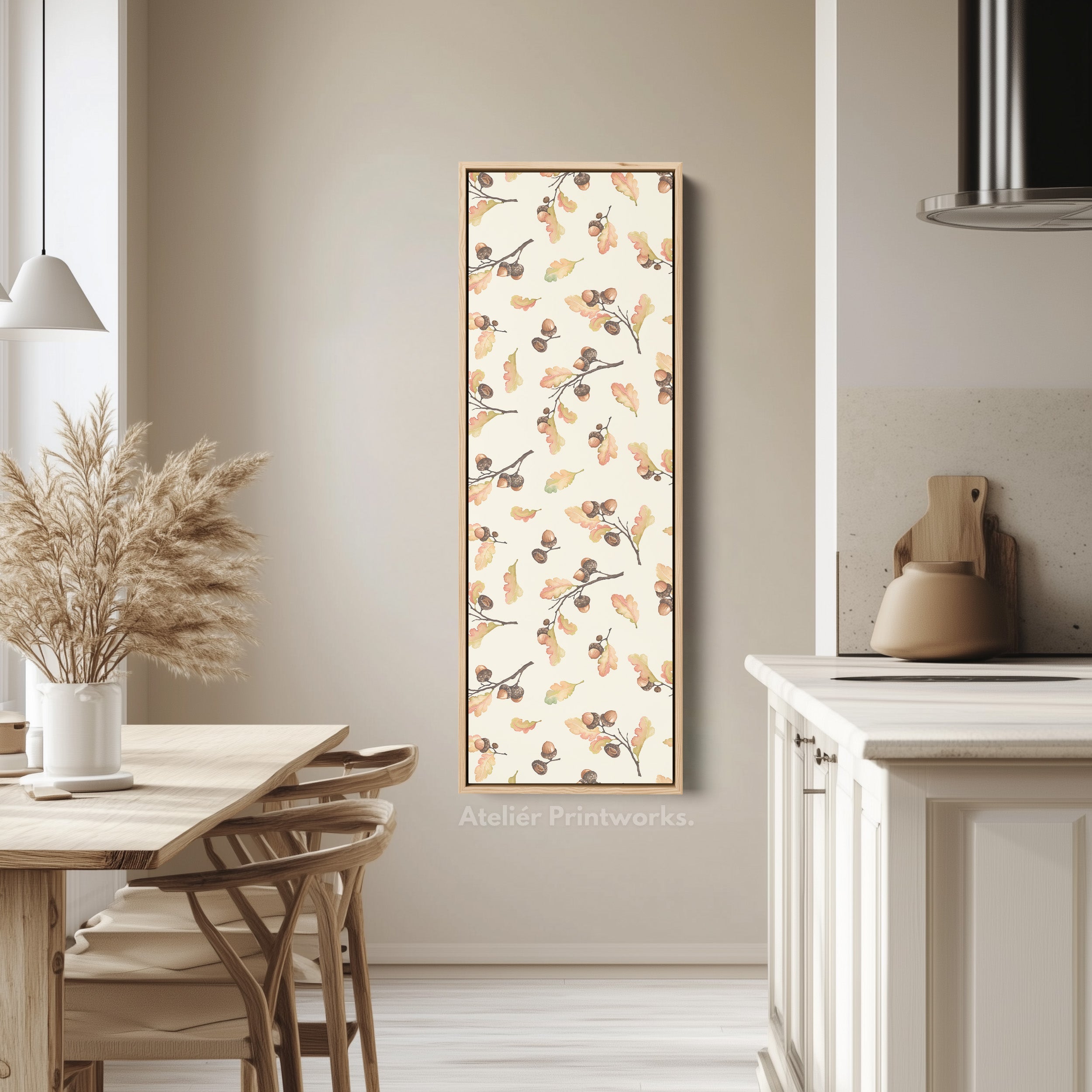 Acorn Illustration Long Vertical Framed Wall Decor