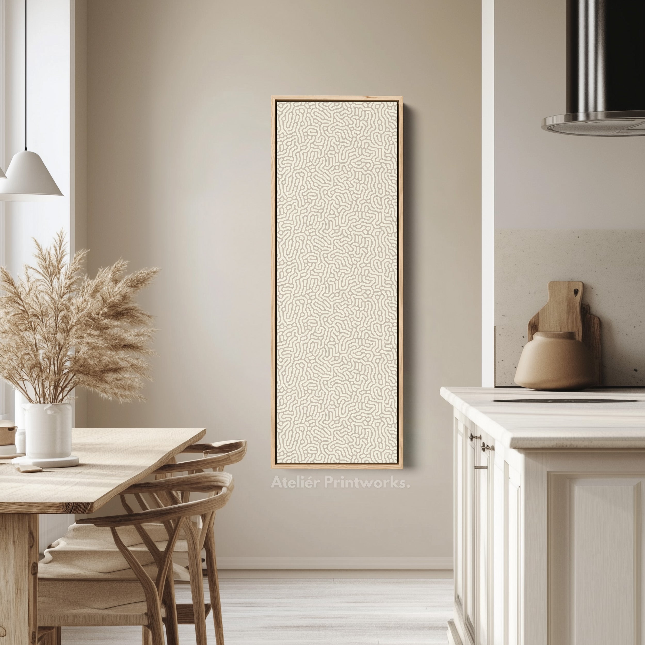 Vertical Long Wall Art Organic Beige Pattern Wall Art