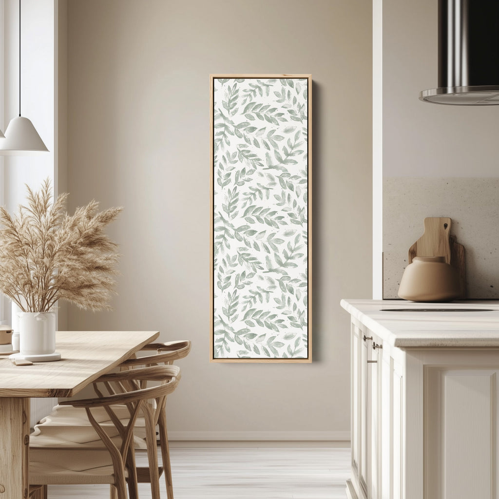 Vertical Wall Art Sage Botanical Leaves Tall Canvas For Bedroom