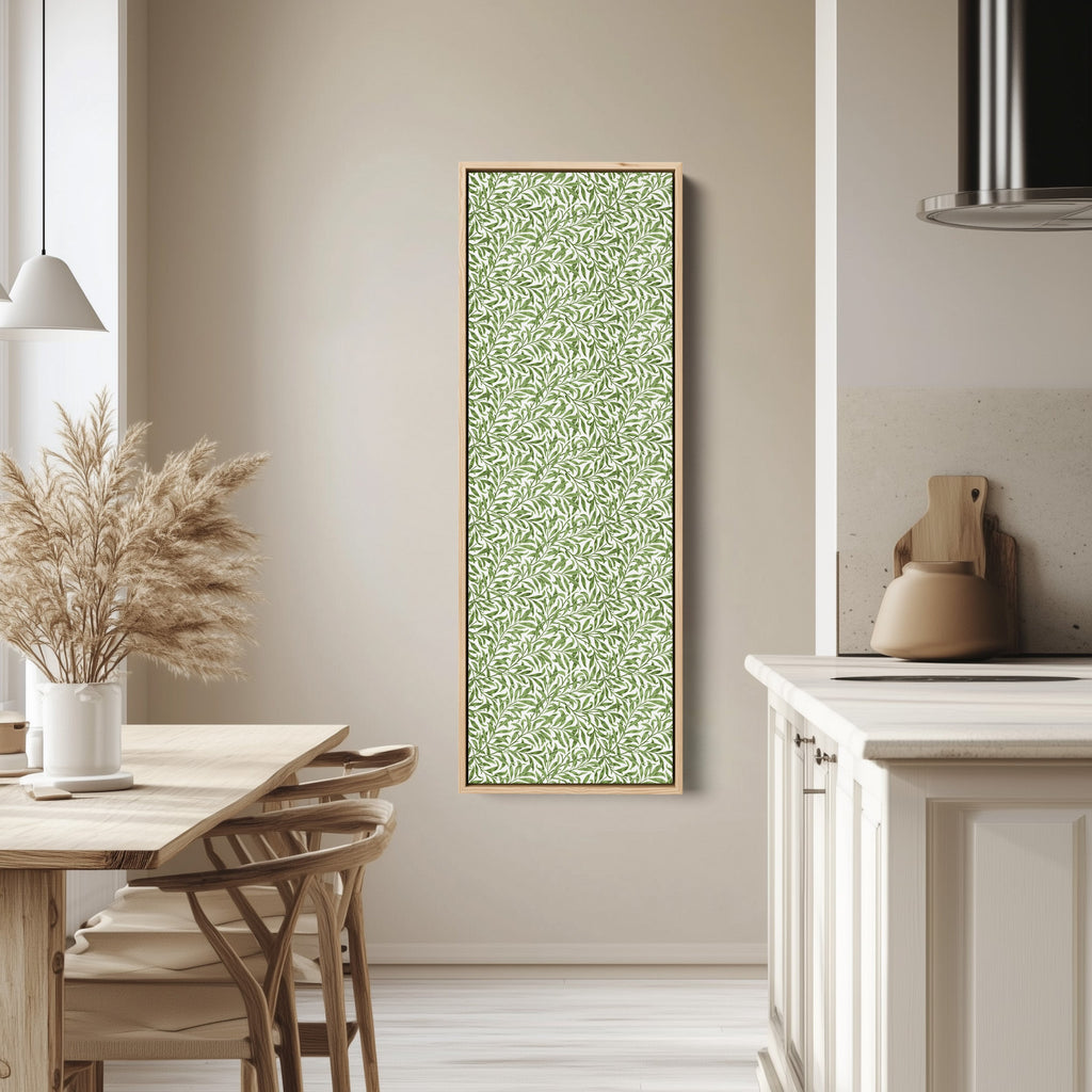 Tall Wall Art Detailed Willow Leaves Vertical Canvas For Living Room