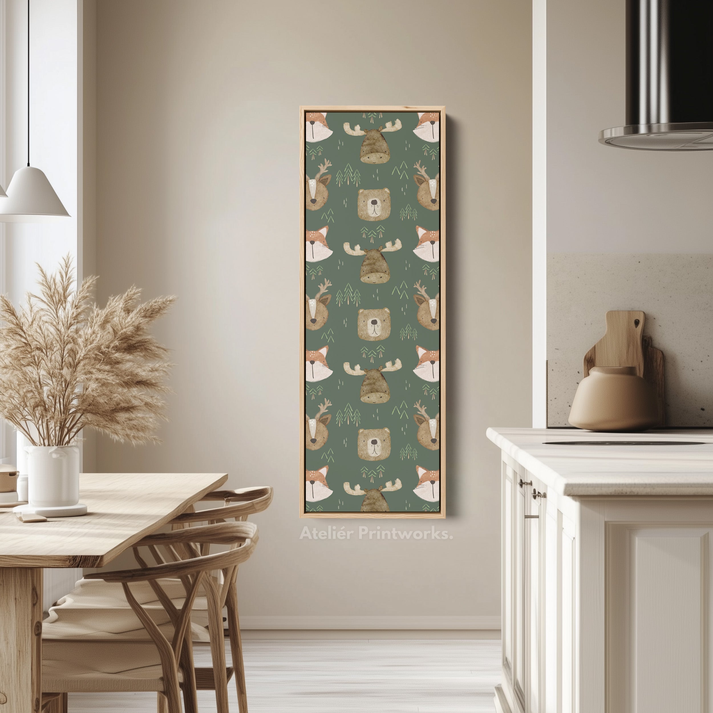 Vertical Kids Room Wall Decor Woodland Animals