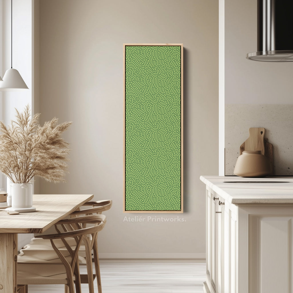 Dark & Light Green Wriggly Vertical Narrow Wall Art
