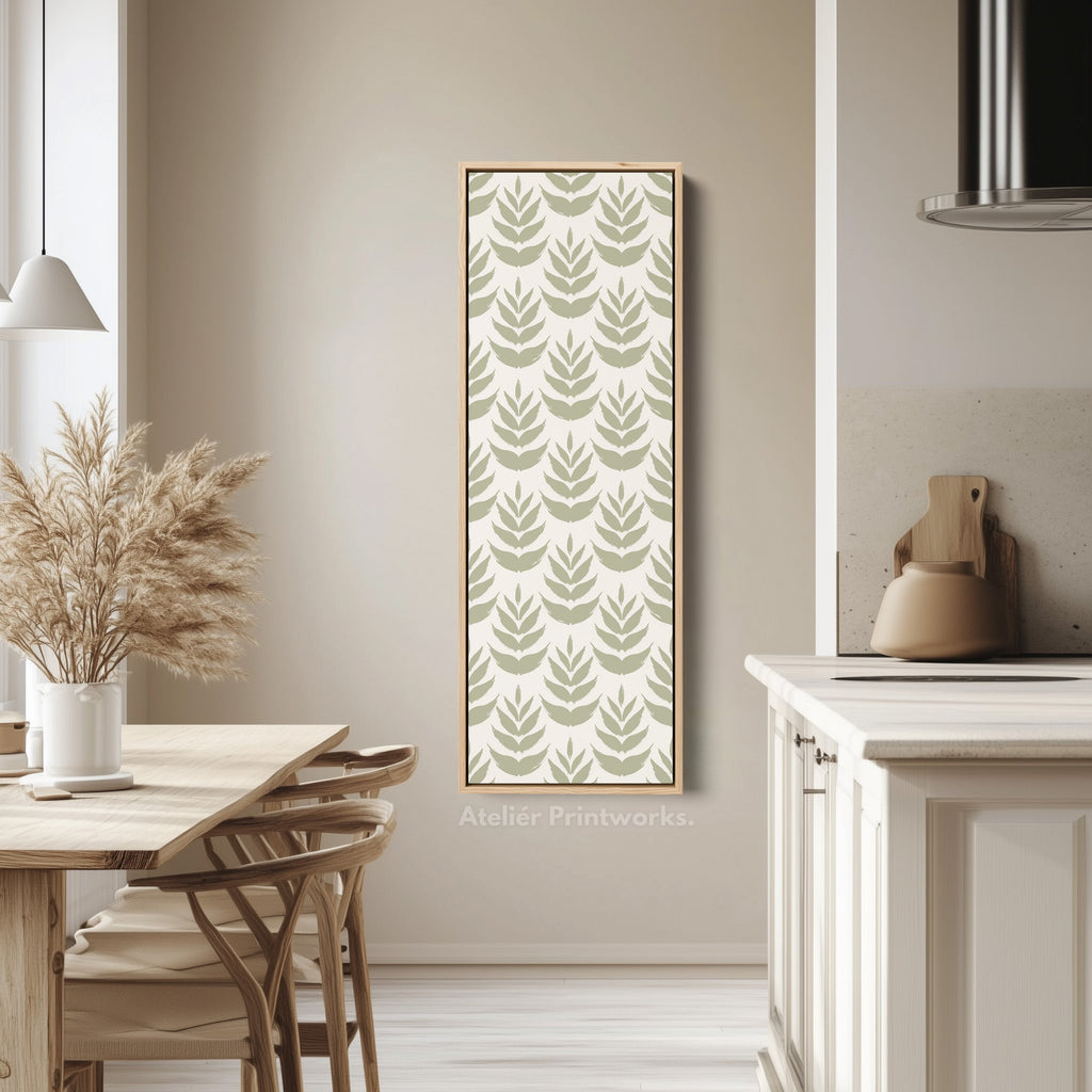Long Tall Narrow Wall Art Boho Green Leaves