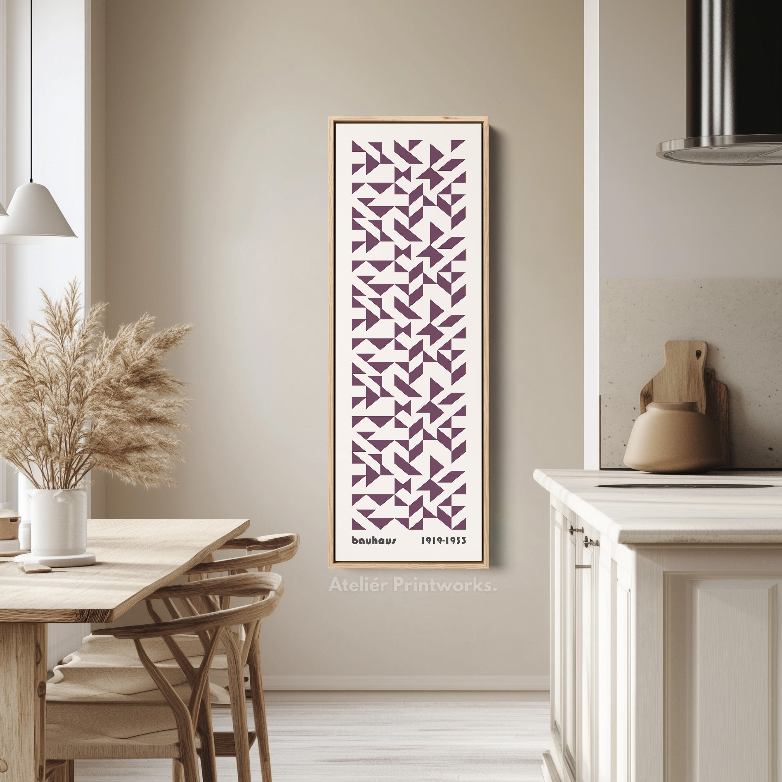 Bauhaus Retro Mid Century Geometric Long Vertical Wall Art