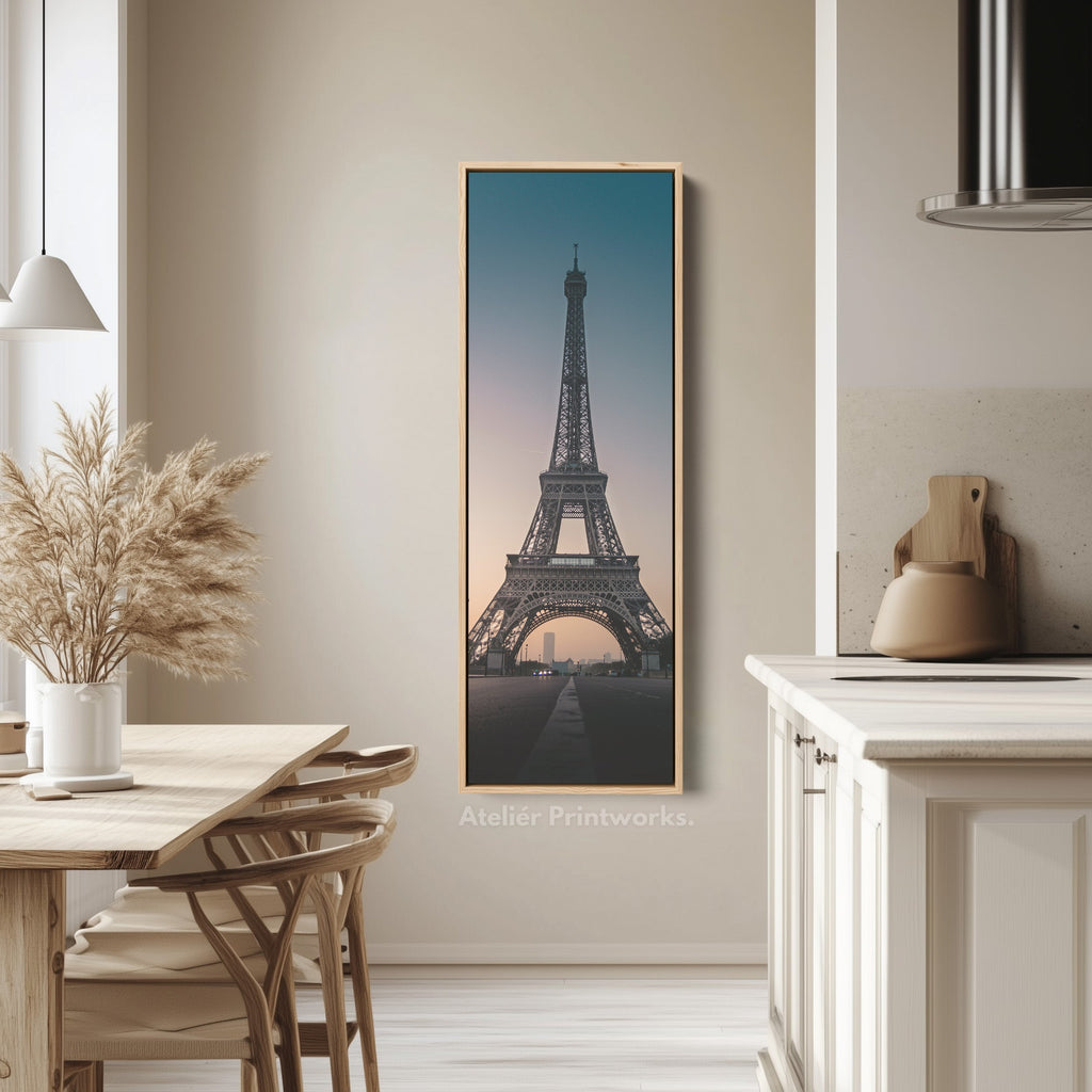 Paris Eiffel Tower Large Framed Canvas Vertical Wall Art