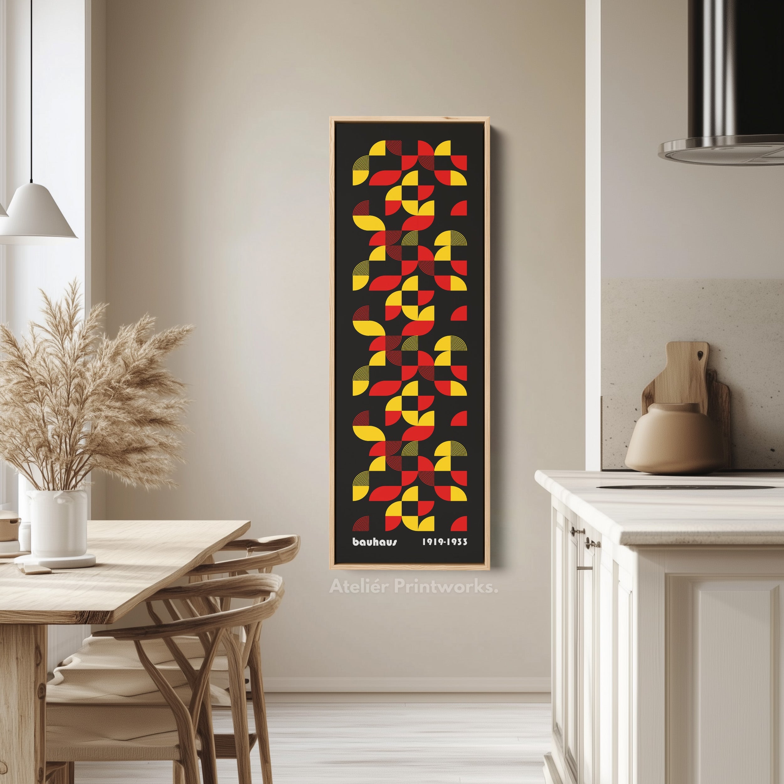 Black Long Vertical Mid Century Bauhaus Wall Art
