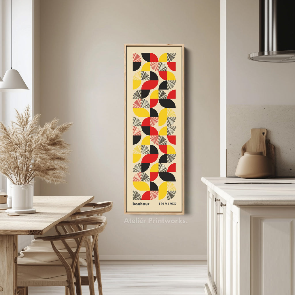 Large Framed Canvas Beige Bauhaus Wall Art