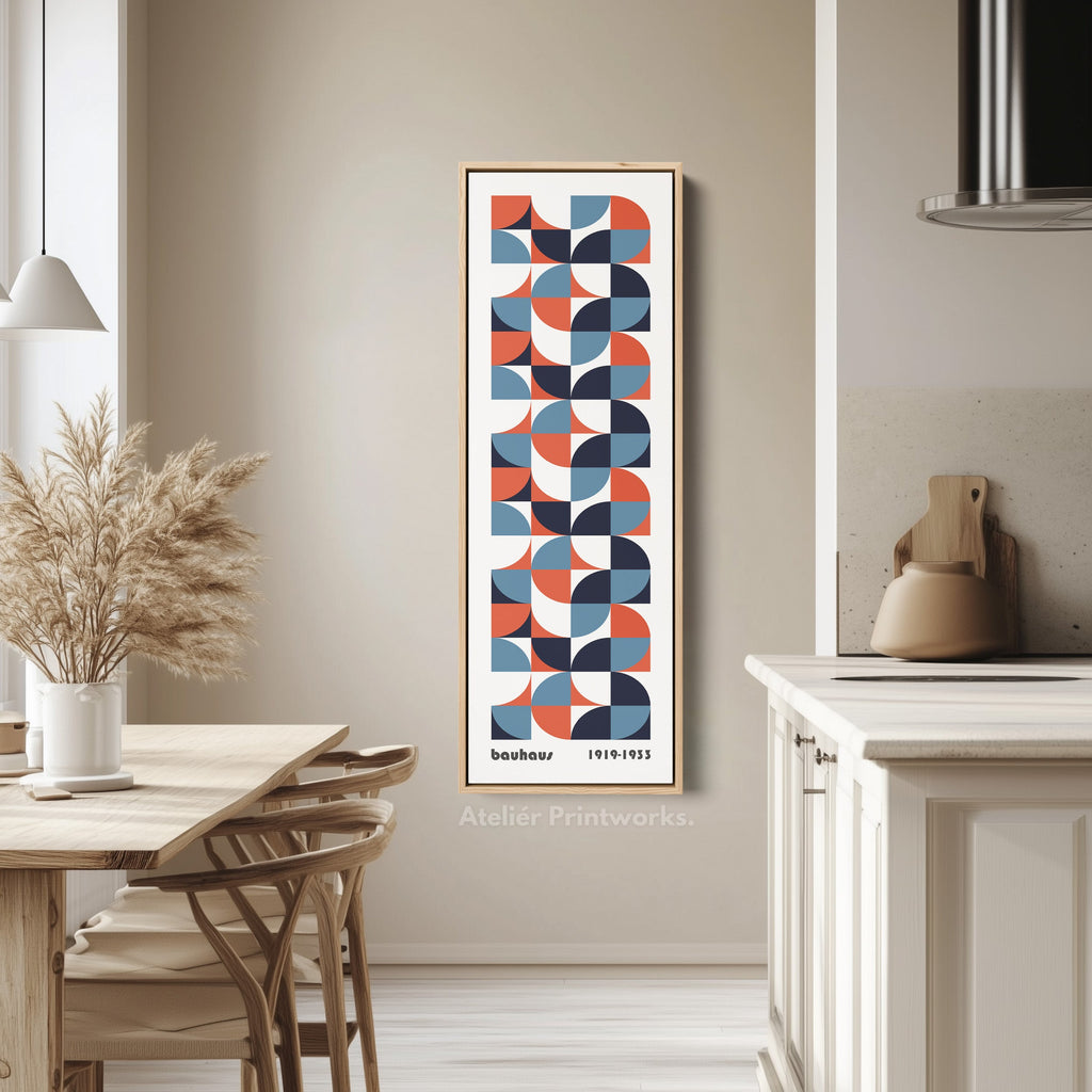 White Large Framed Canvas Beige Bauhaus Wall Art