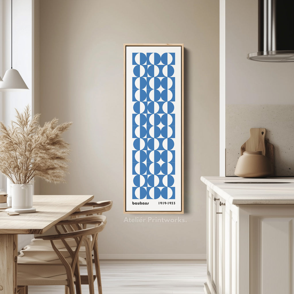 Vertical Blue & White Wall Art Bauhaus Mid Century