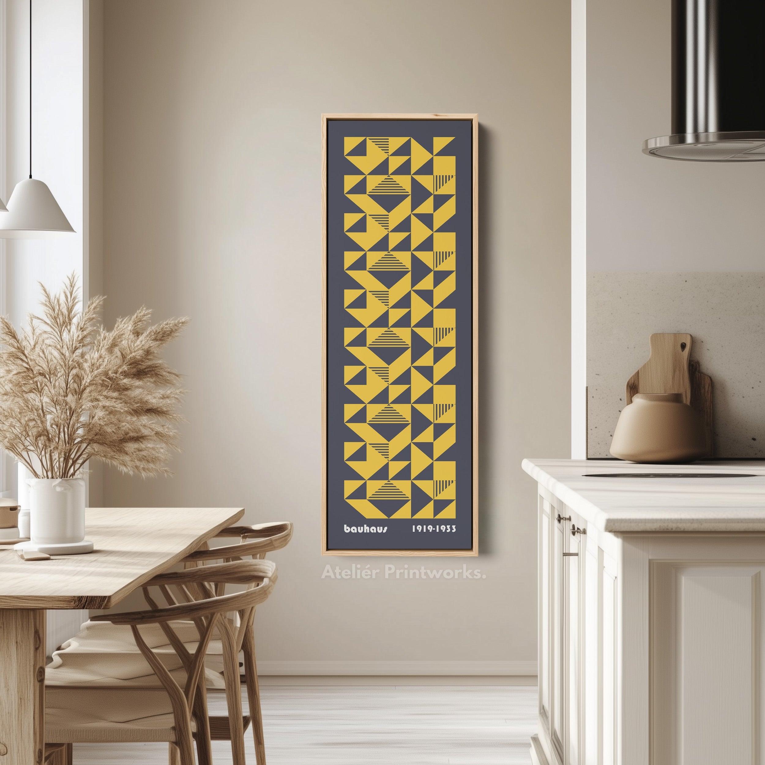 Vertical Dark Blue Decor Bauhaus Mid Century