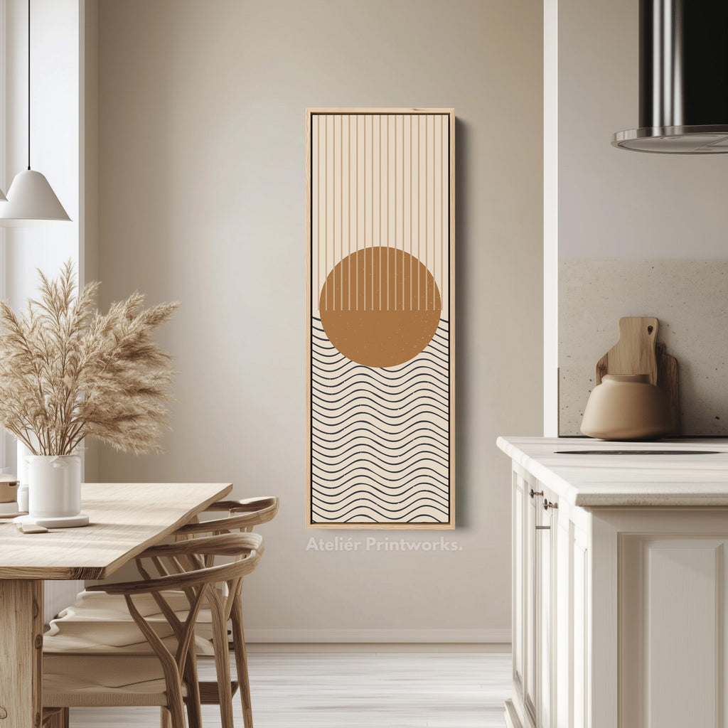 Sunrise Over Waves Minimalist Vertical Wall Canvas for Bedroom or Meditation Space