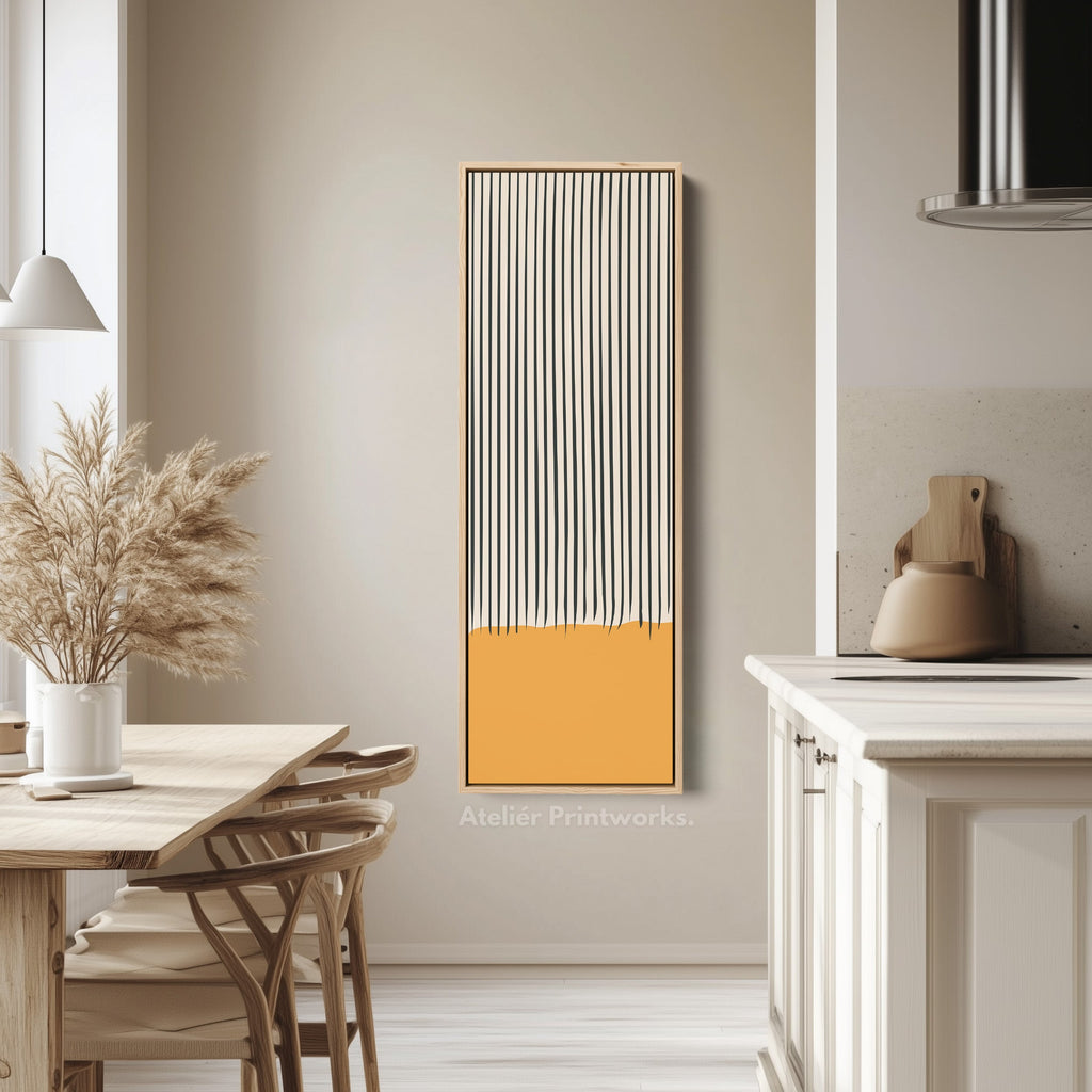 Minimalist Blue Horizon Vertical Framed Canvas Wall Art for Living Room or Office