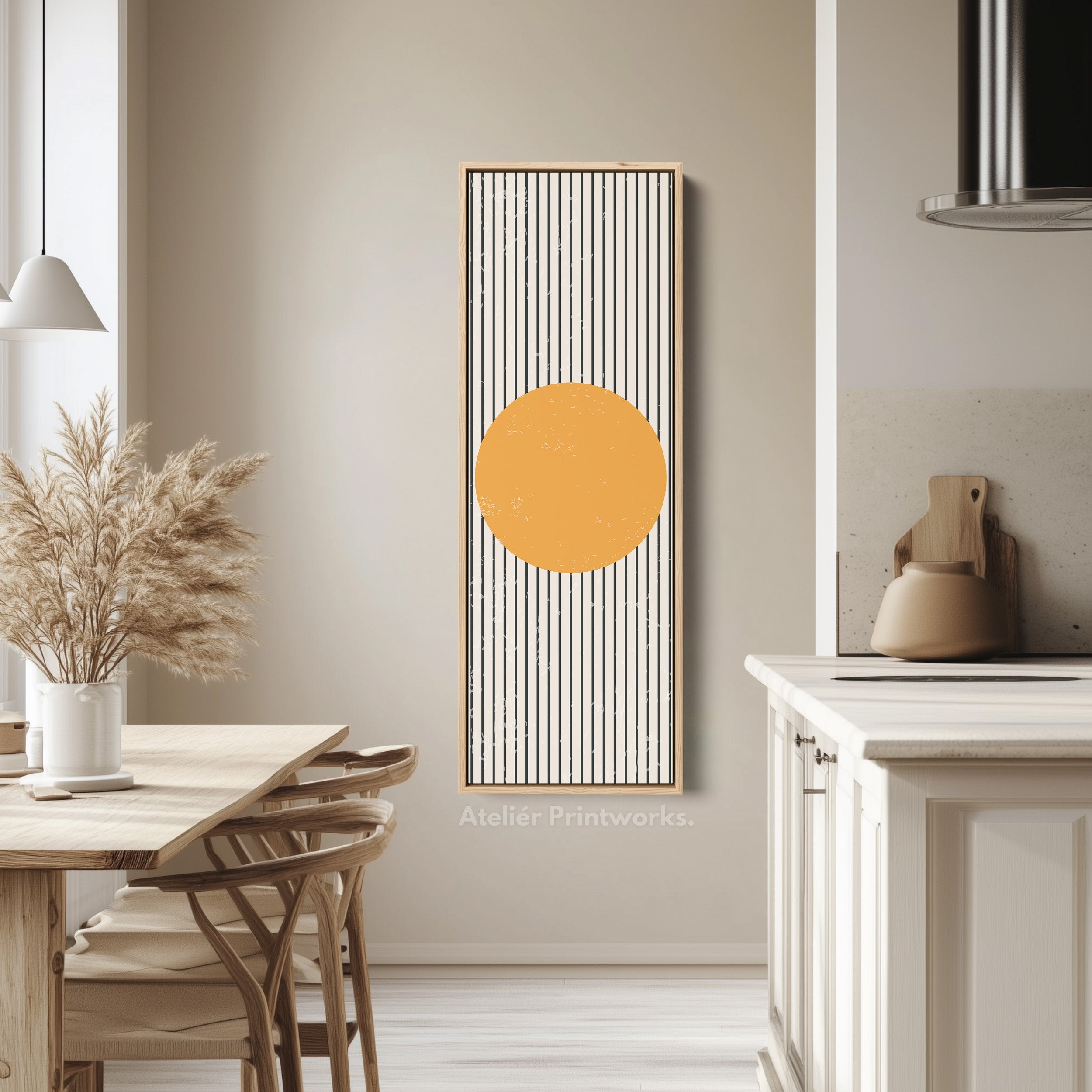 Minimalist Blue Block Vertical Framed Canvas Wall Art for Bedroom or Office