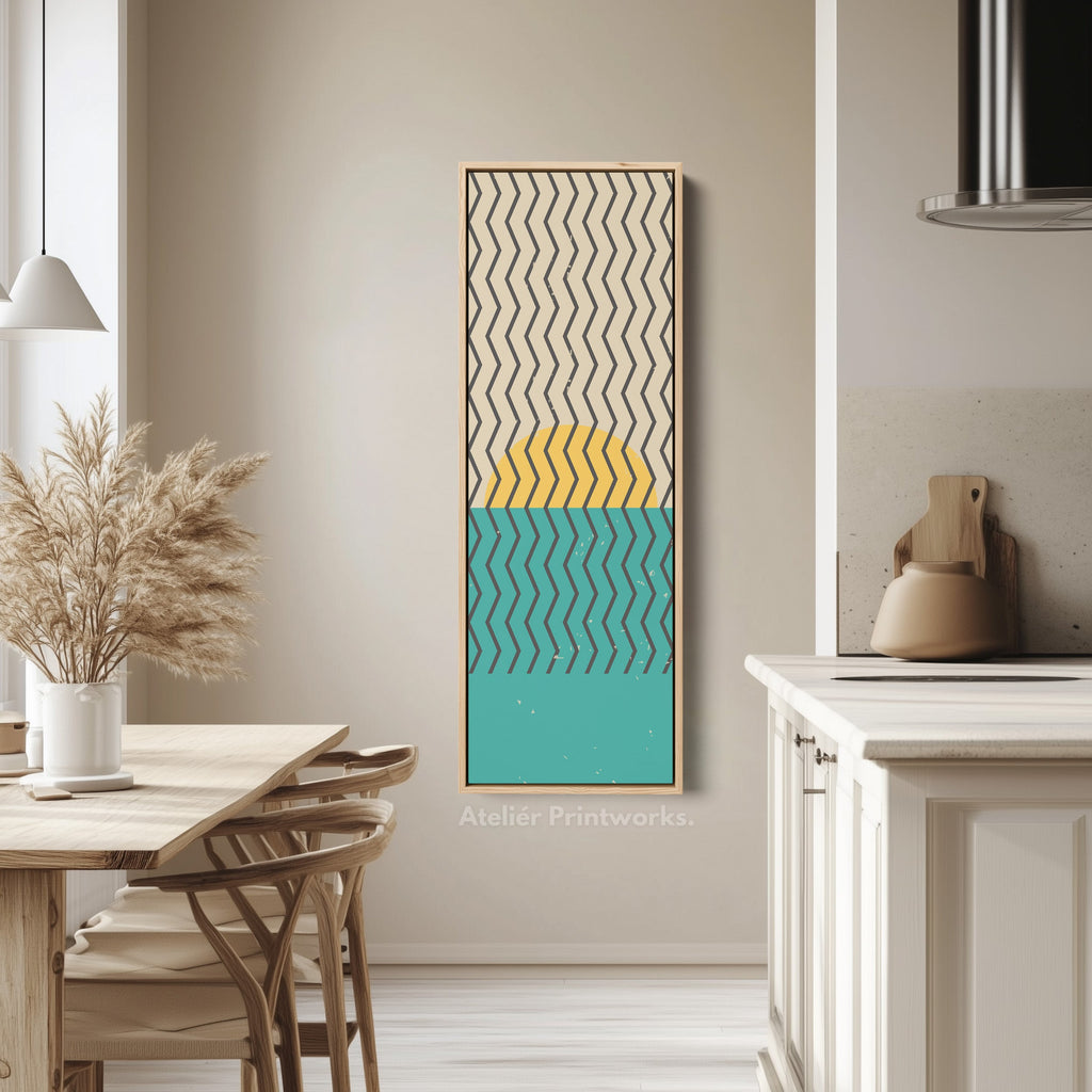 Minimalist Circle Geometry Vertical Framed Canvas Wall Art for Bedroom or Studio