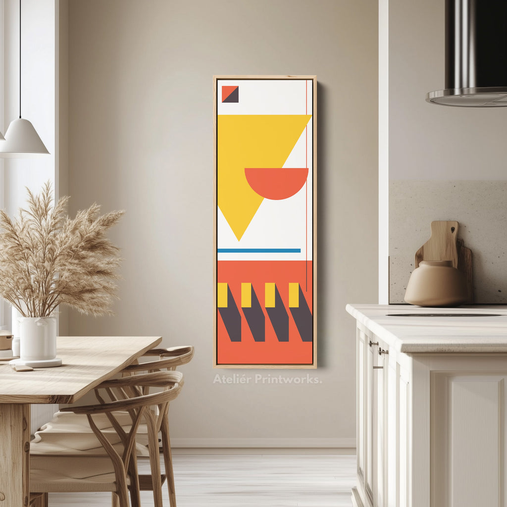 Bauhaus Inspired Vertical Framed Canvas Wall Art for Living Room or Bedroom