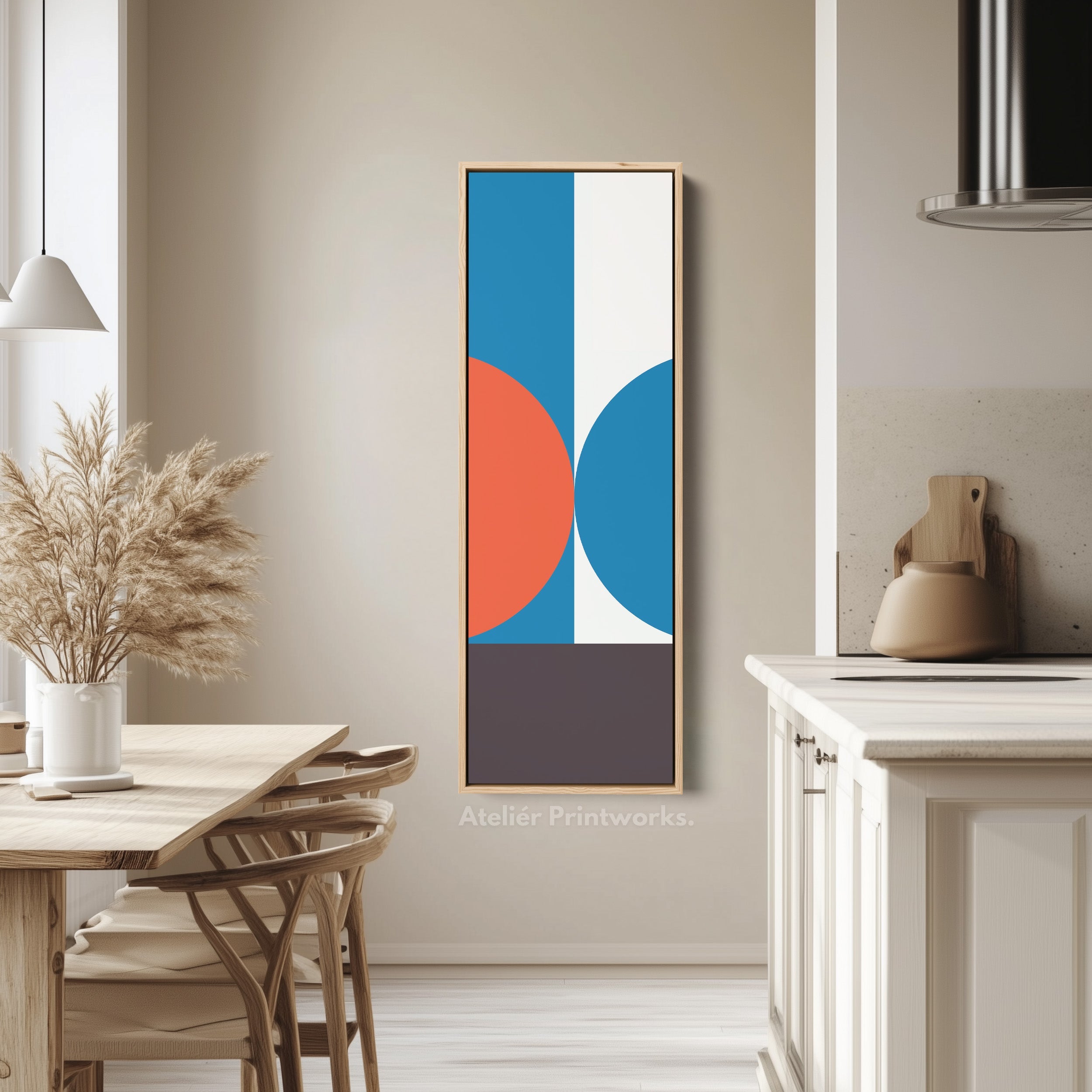 Minimalist Color Block Vertical Framed Canvas Wall Art for Office or Hallway