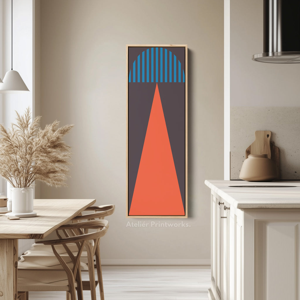 Bold Triangle and Stripes Vertical Framed Canvas Wall Art for Office or Hallway