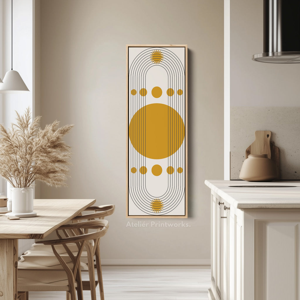 Colorful Bauhaus Circles Vertical Framed Canvas Wall Art for Living Room or Hallway