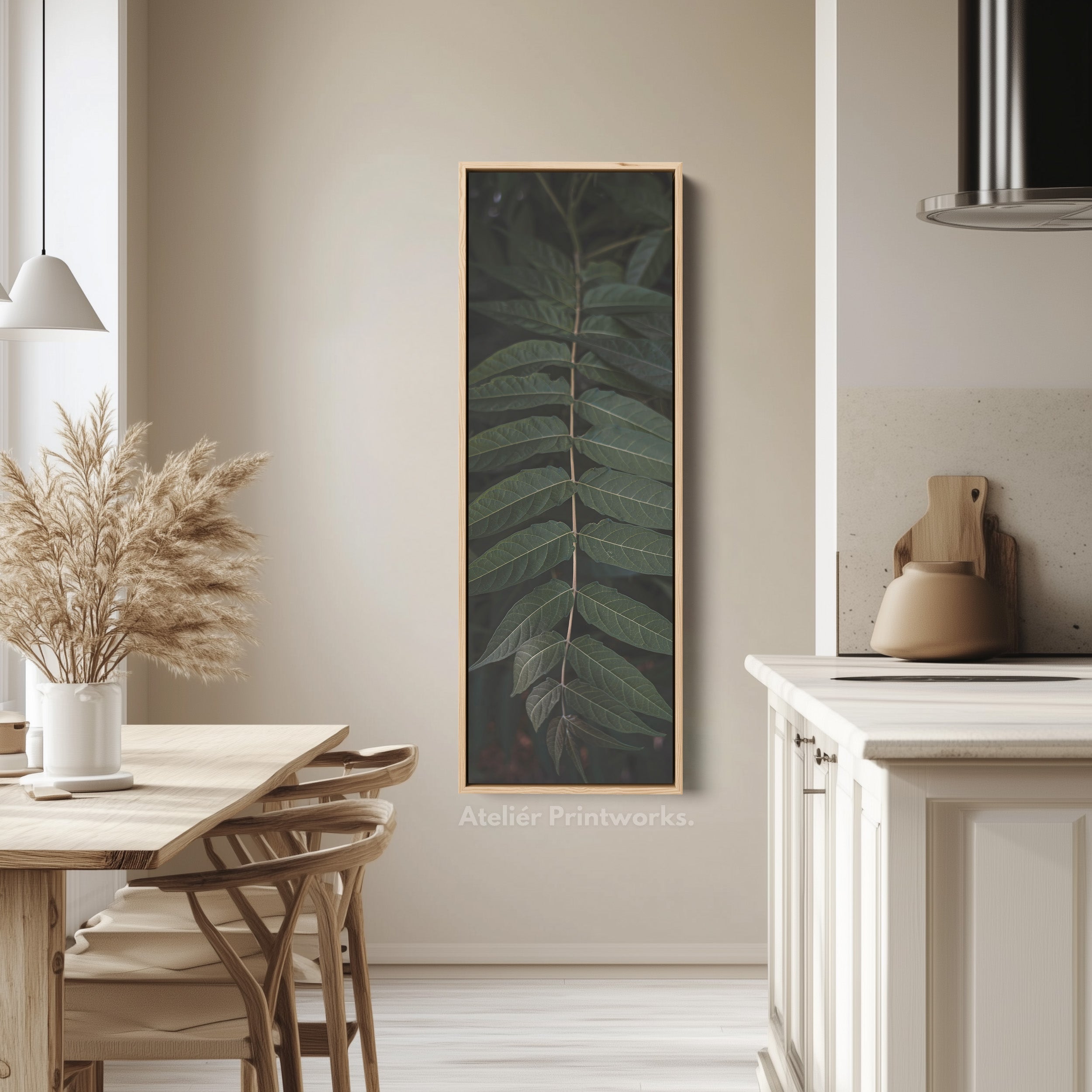 Tall Wall Art Green Fern Nature Vertical Canvas For Hallway
