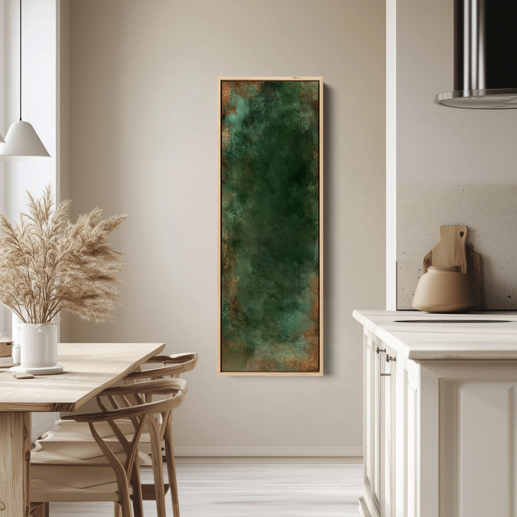 Large Vertical Wall Art Dark Green Abstract Tall Canvas For Office