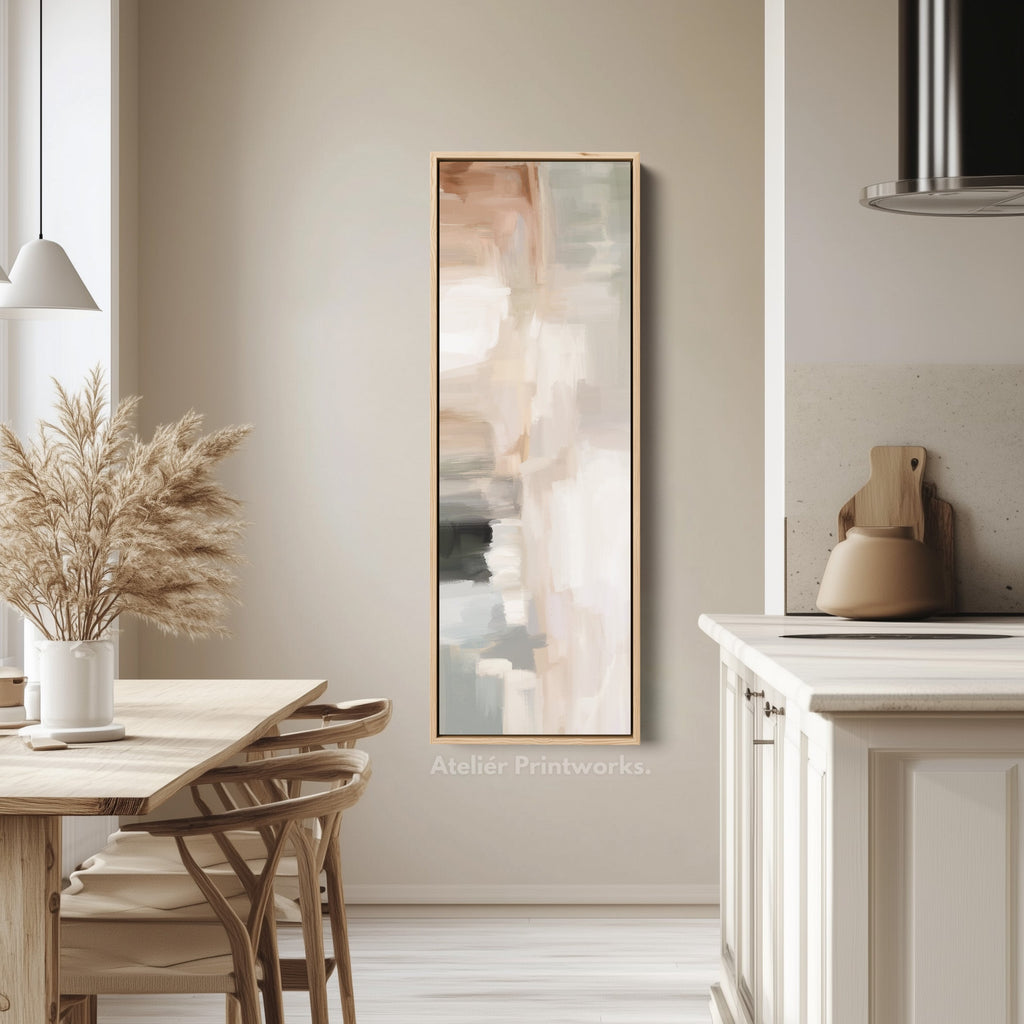 Vertical Wall Art Neutral Beige Narrow Wall Art For Living Room