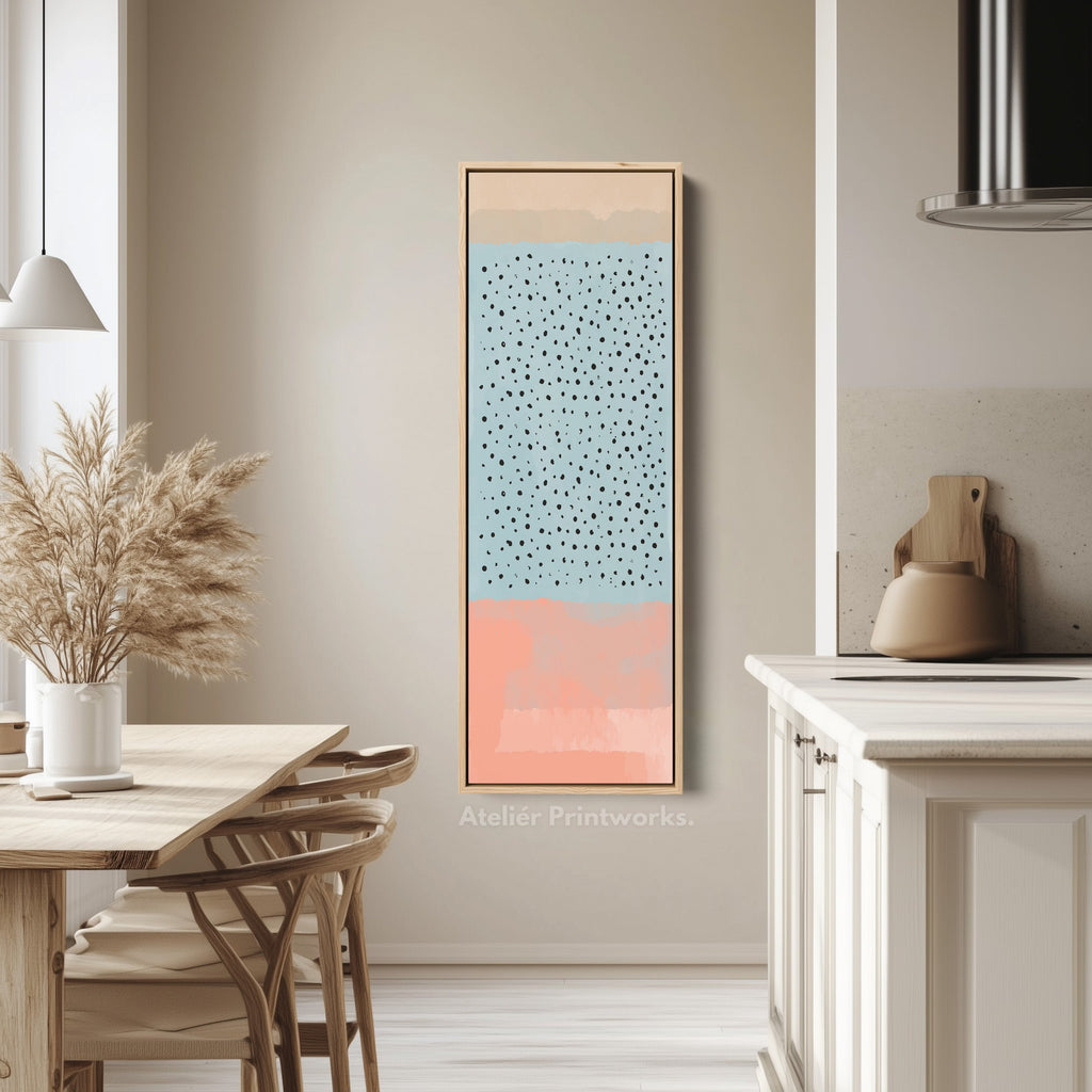 Thin Wall Art Blue Black Dots Narrow Wall Art For Kitchen