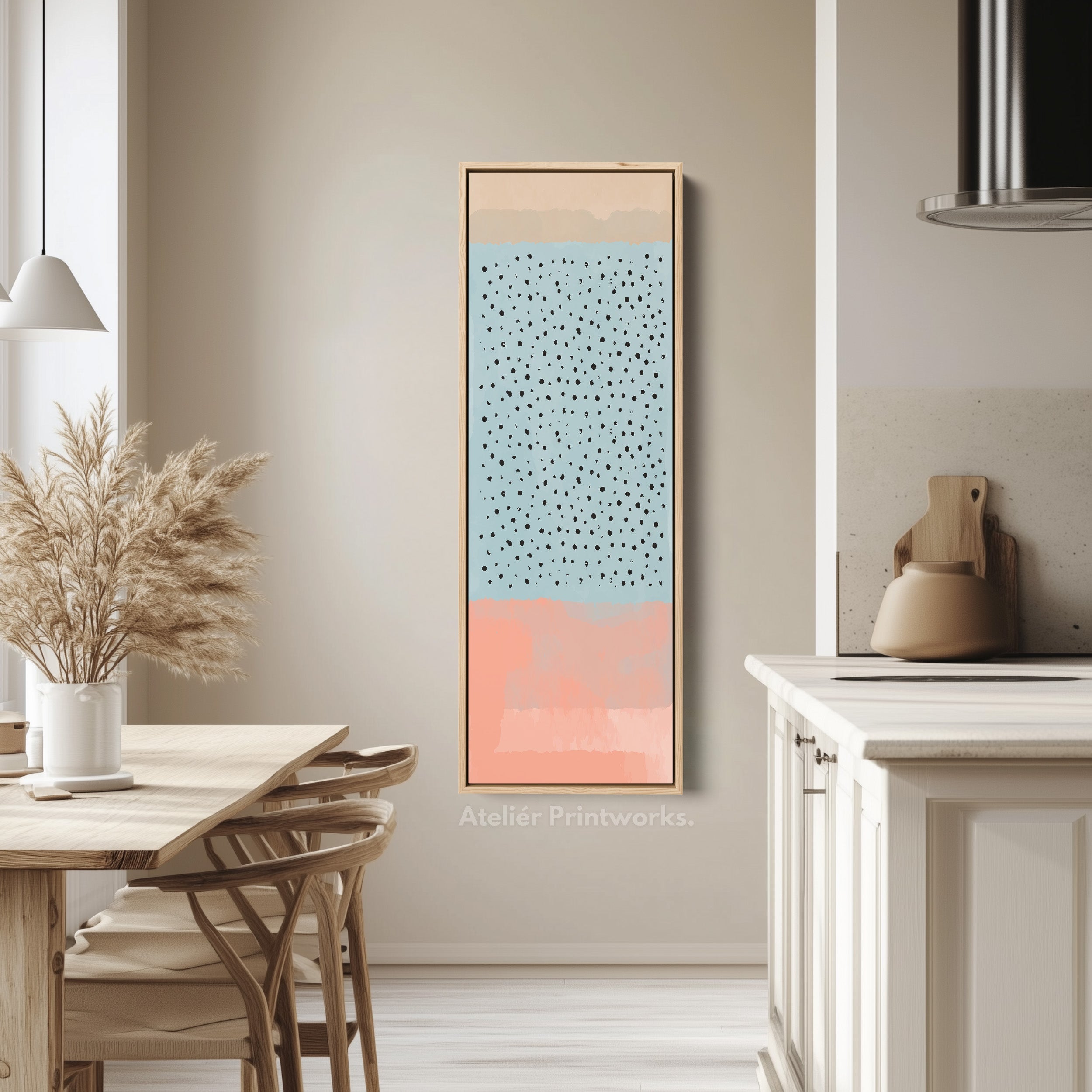 Thin Wall Art Blue Black Dots Narrow Wall Art For Kitchen