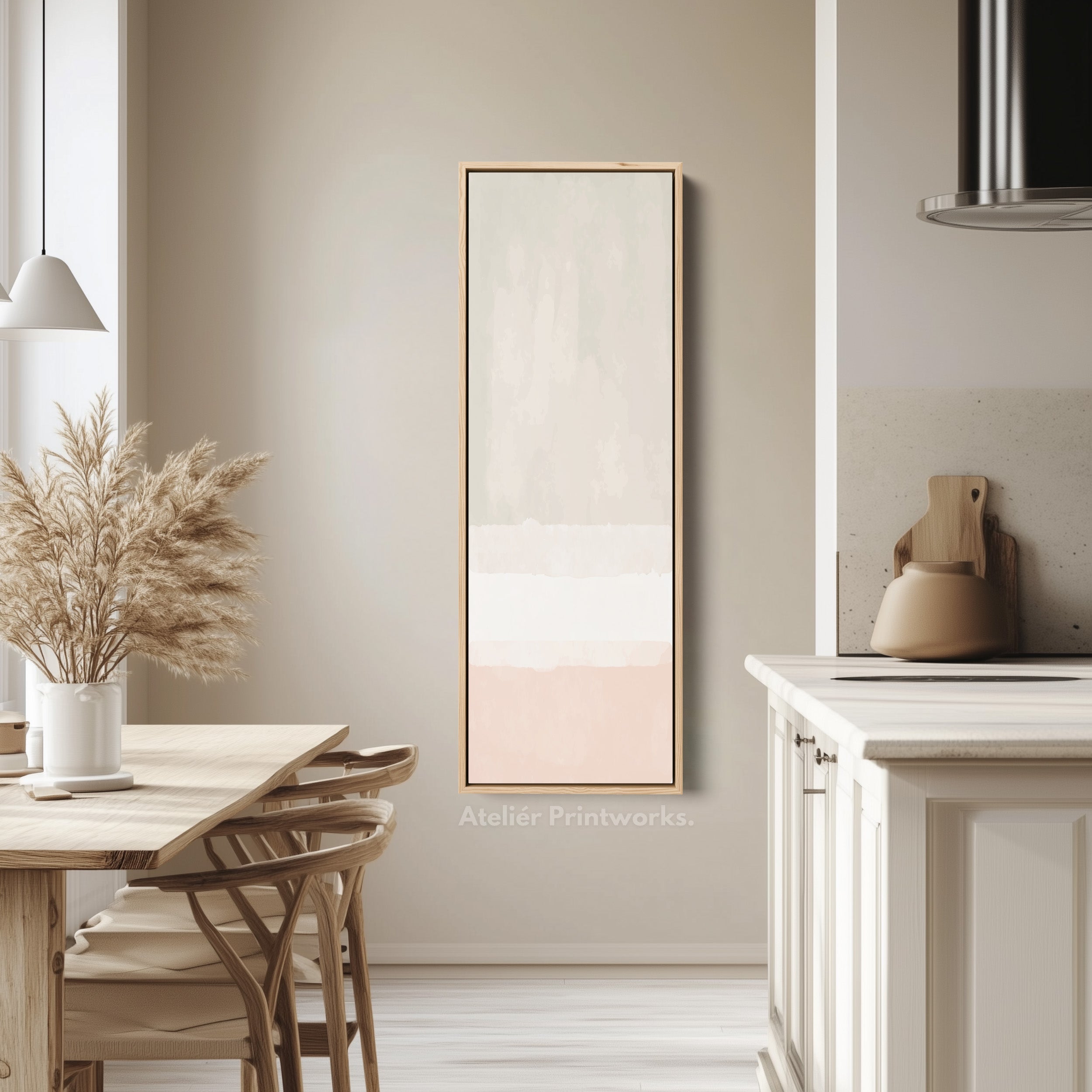 Tall Canvas Wall Art Beige Vertical Framed Canvas For Living Room