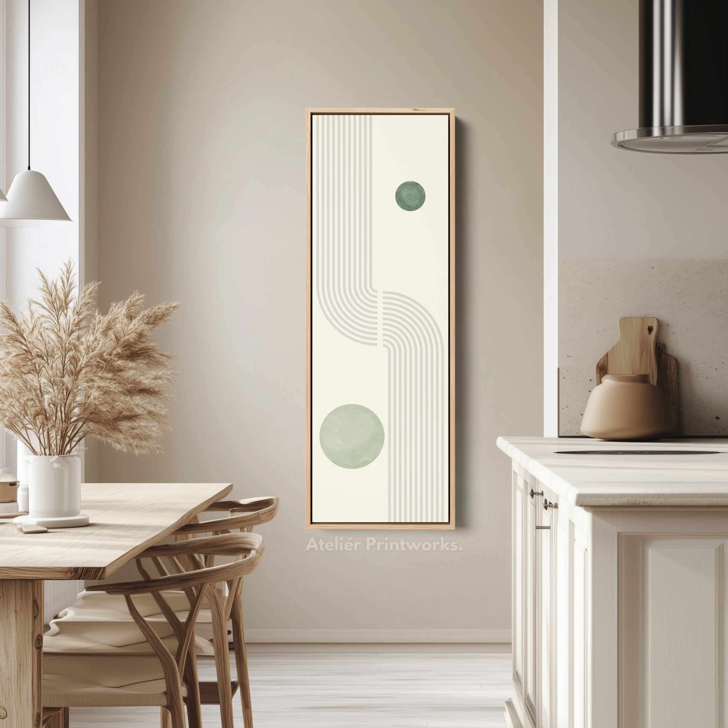 Skinny Wall Art Green Minimal Geometric For Modern Interiors
