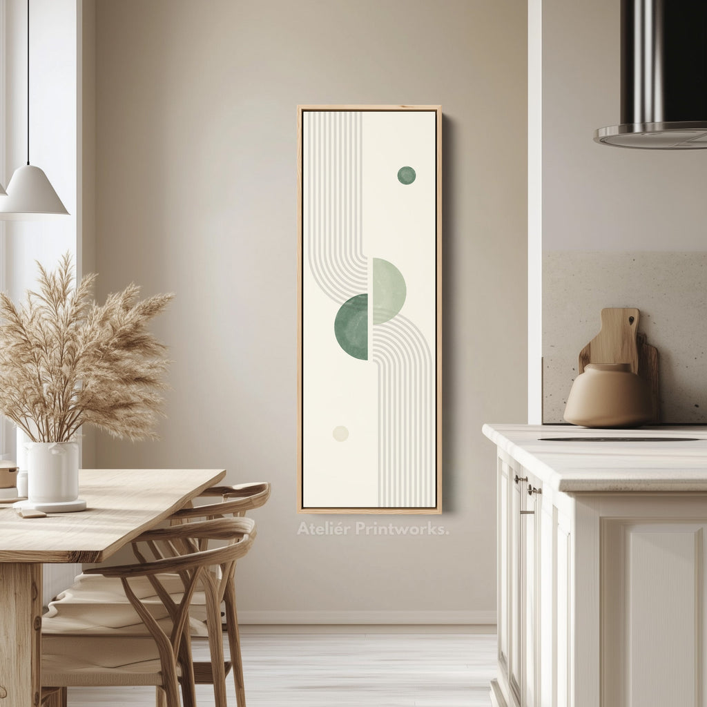 Vertical Wall Art Minimal Green Circle For Calm Modern Spaces