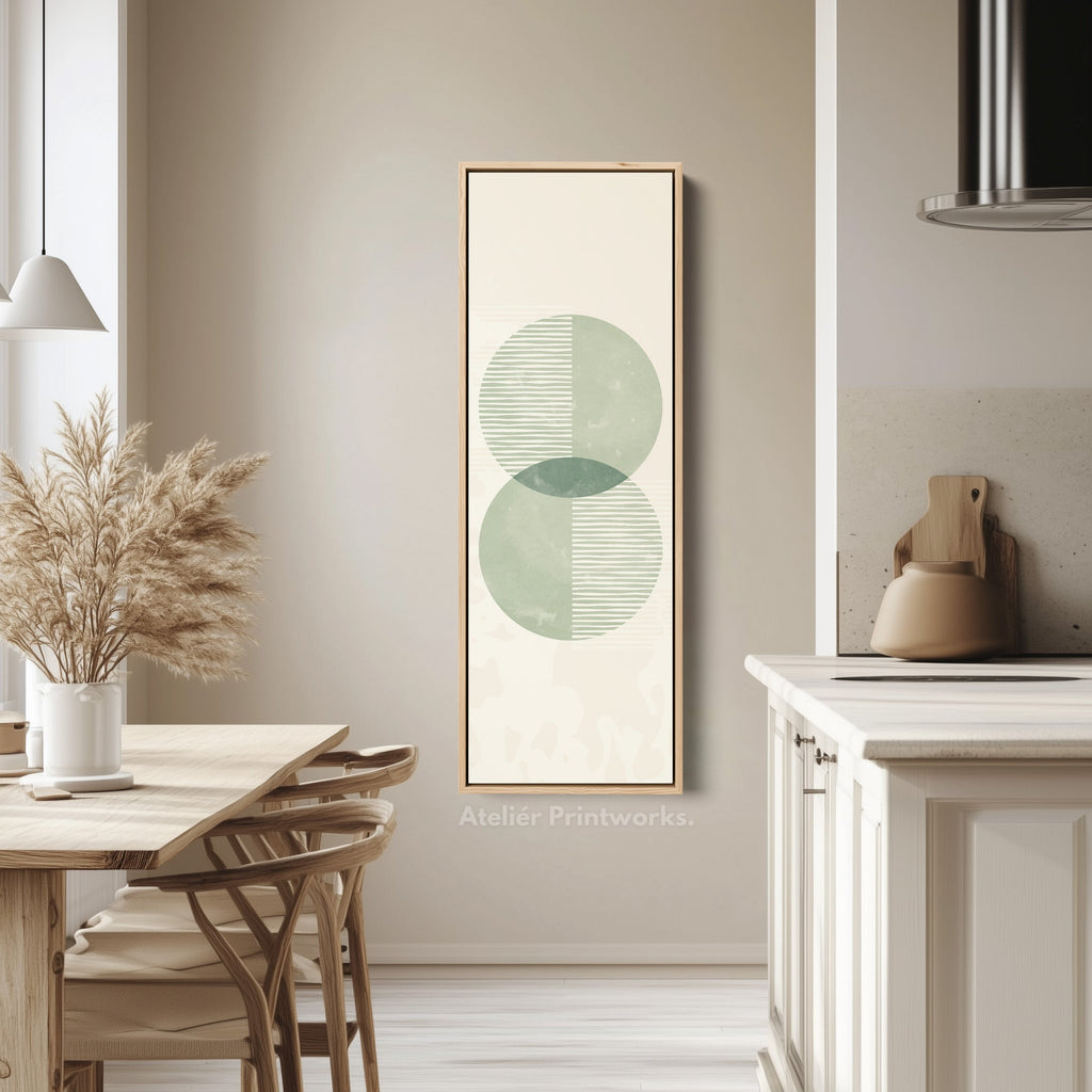 Narrow Wall Art Green Geometric Overlapping Circles For Calm Rooms