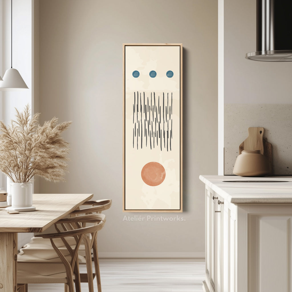 Thin Wall Art Terracotta And Blue Modern Shapes For Living Room