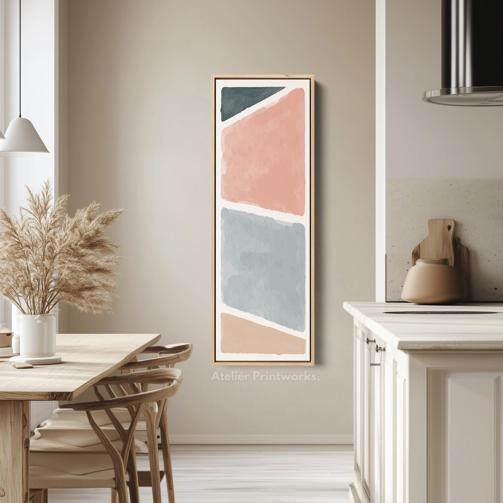 Long Vertical Canvas Blue Grey Minimal Block For Calm Interiors