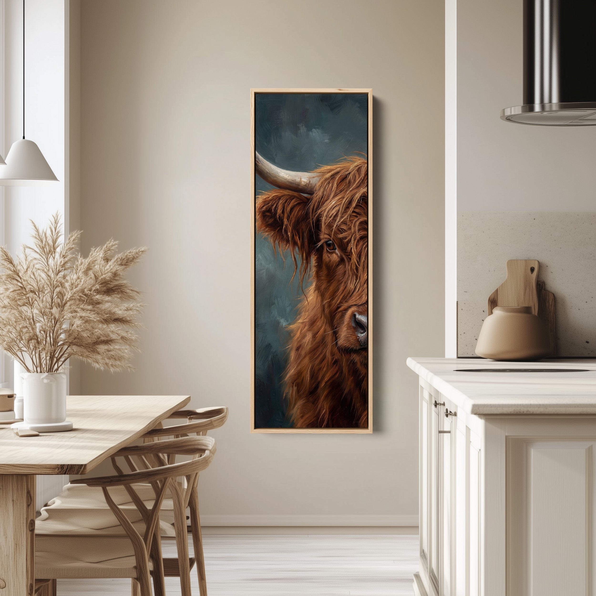 Highland Cow Above Bed Wall Art Panoramic Canvas Print Bedroom