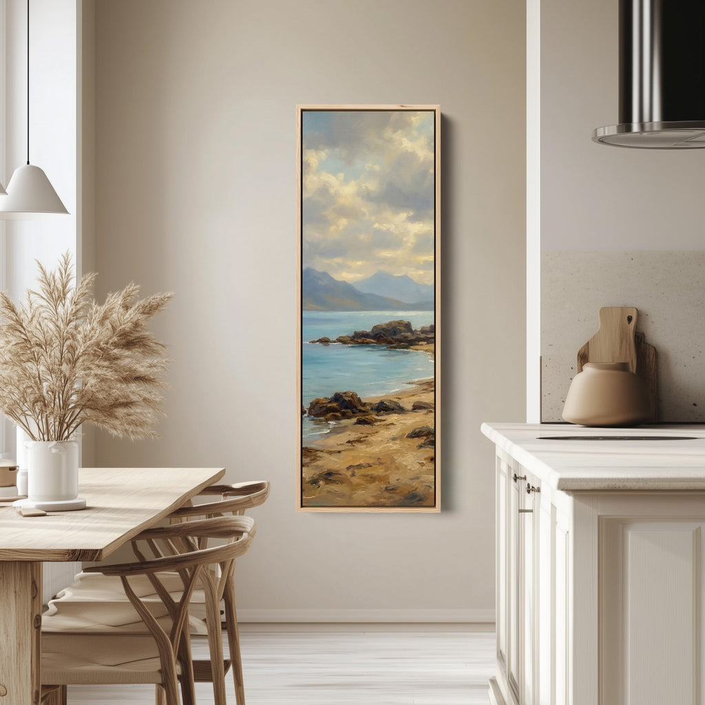 Rocky Beach Coastline Above Soft Wall Art Extra Wide Canvas Kitchen