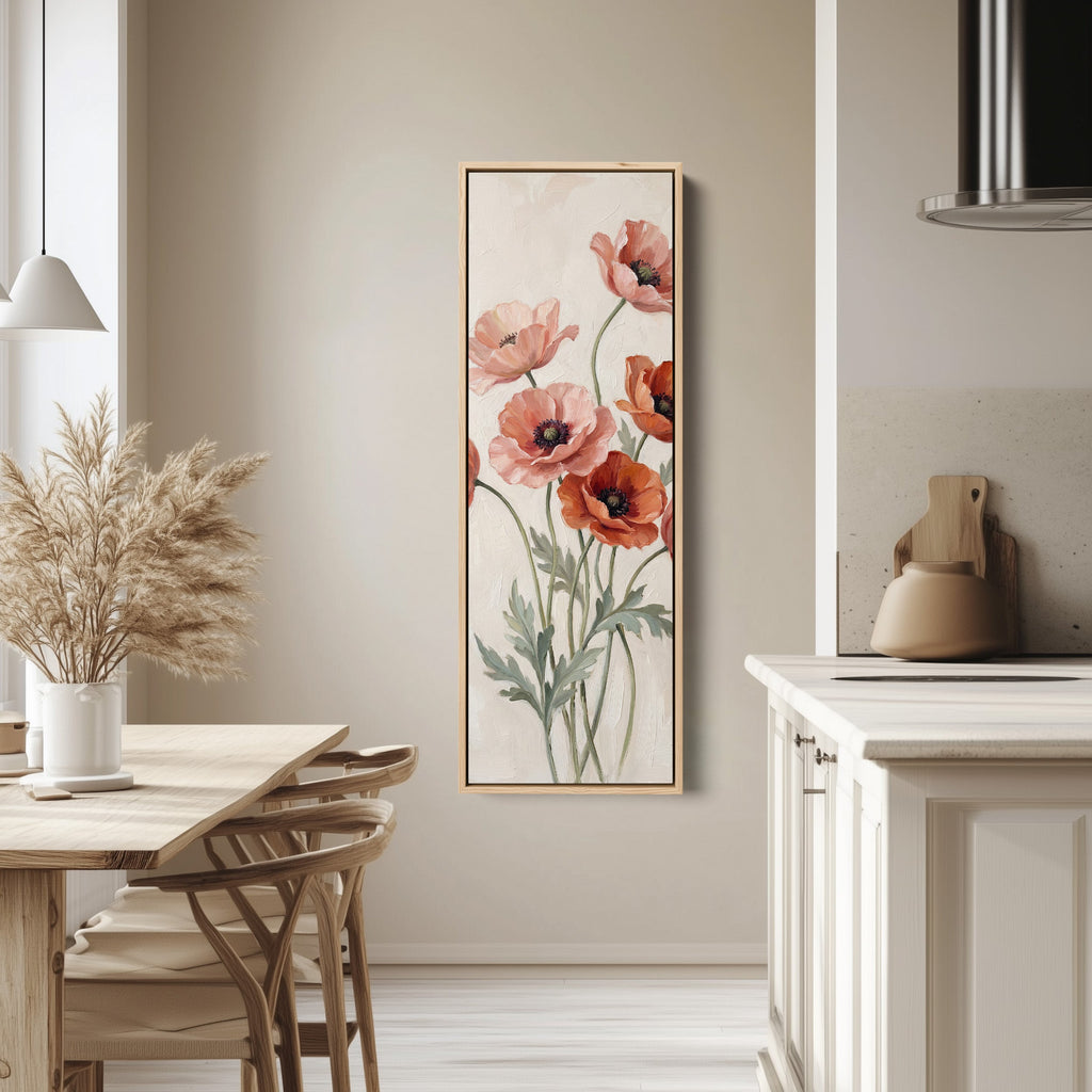 Coral Poppies Wide Canvas Vertical Canvas Print For Living Room