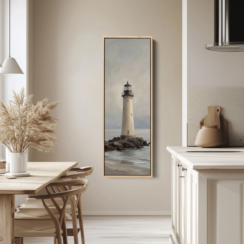 Minimal Lighthouse Vertical Wall Art Panoramic Canvas Print Office