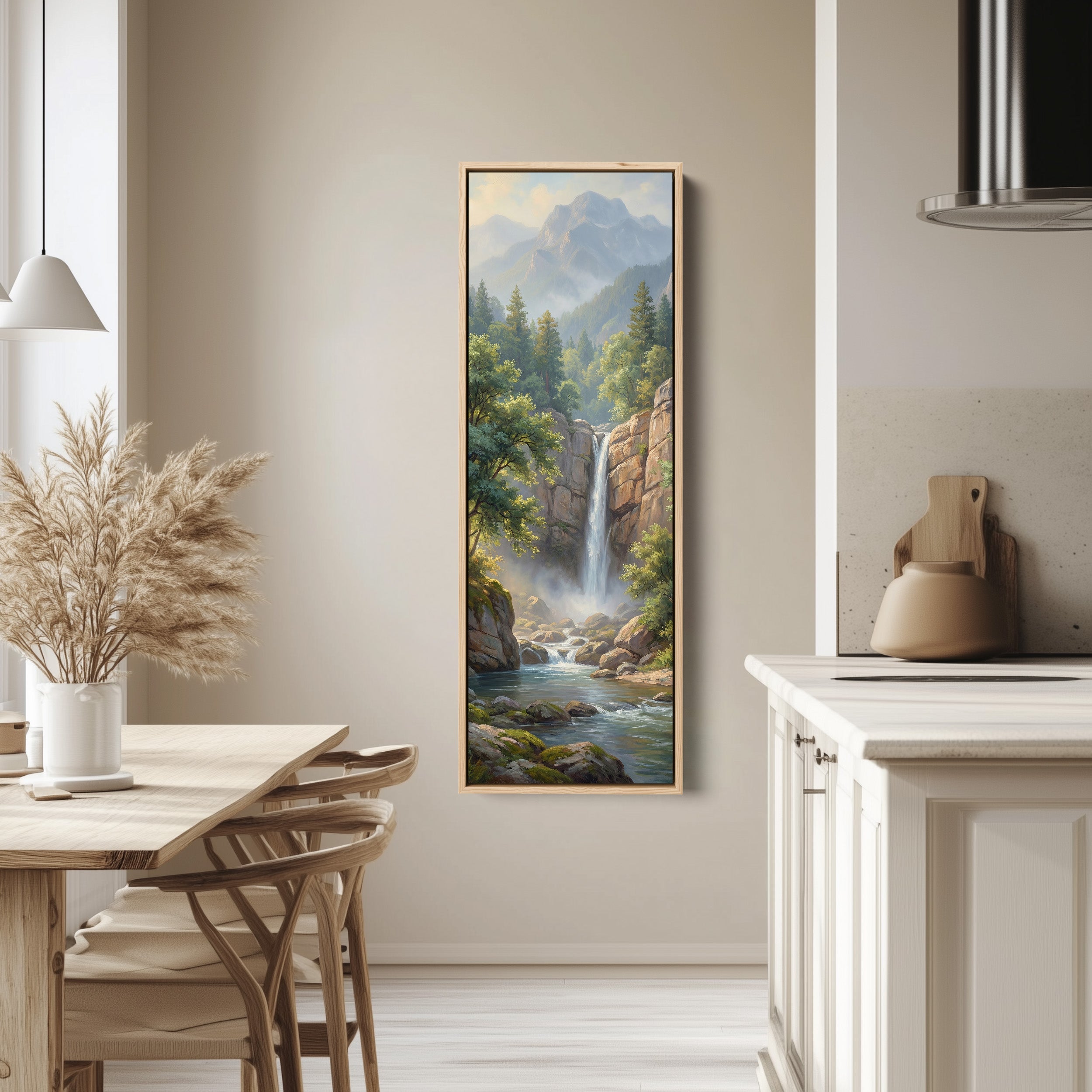 Mountain Waterfall Vertical Wall Art Statement Wall Decor Living Room