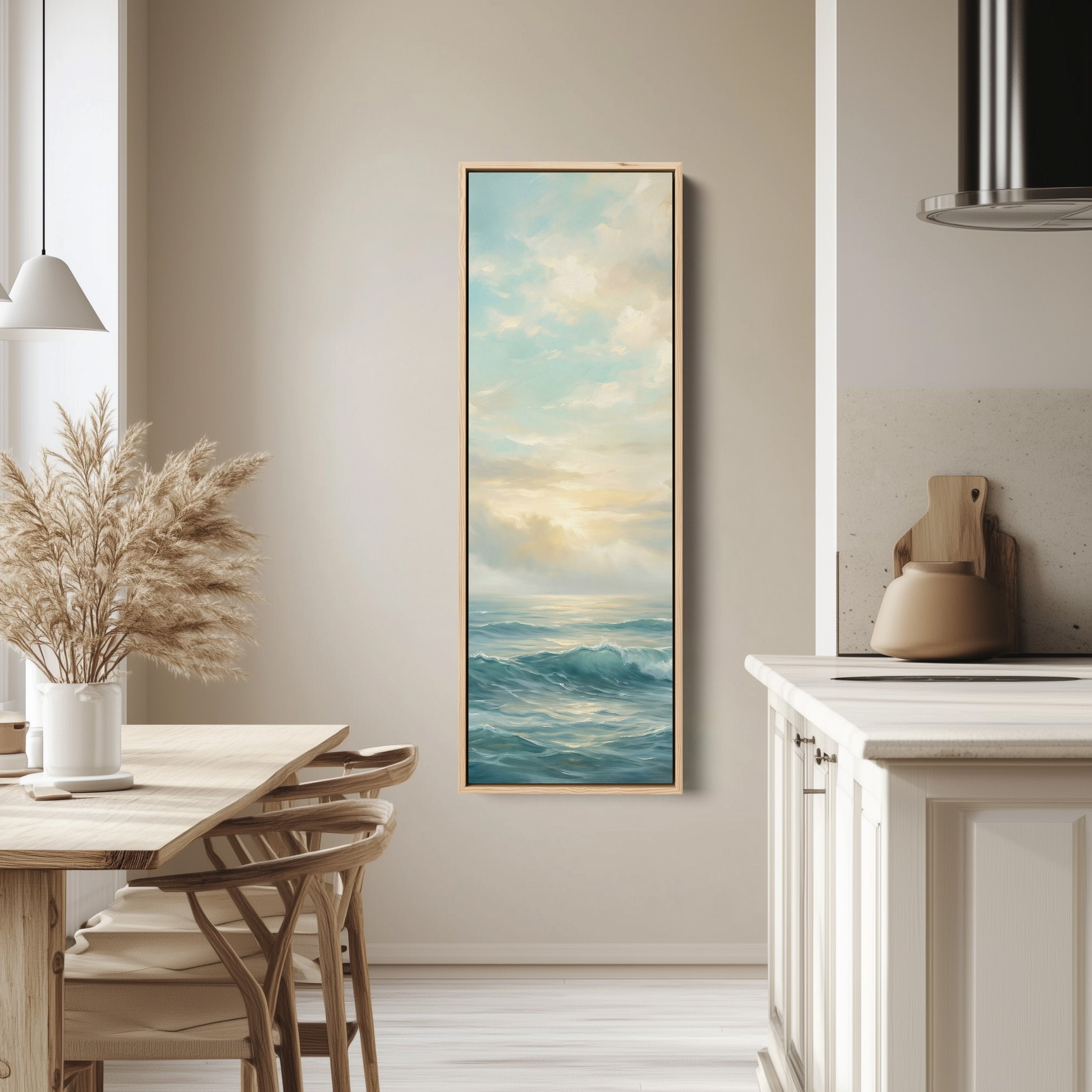 Calm Ocean Above Bed Wall Art Panoramic Canvas Print Bedroom