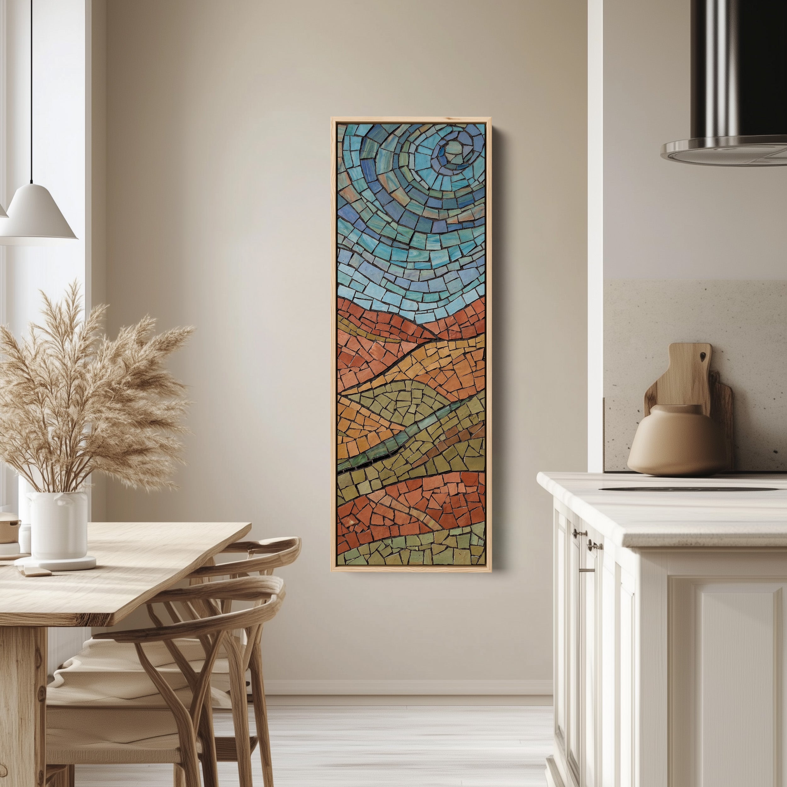 Mosaic Landscape Above Bed Wall Art Panoramic Canvas Print Bedroom